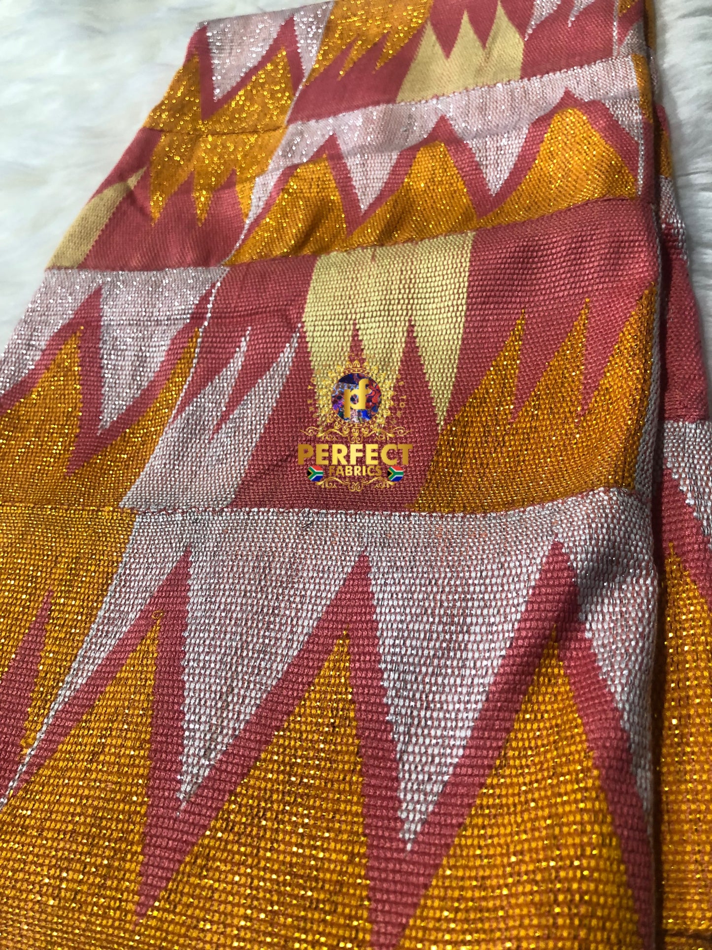 Peach, Gold & Cream Ashanti Kente