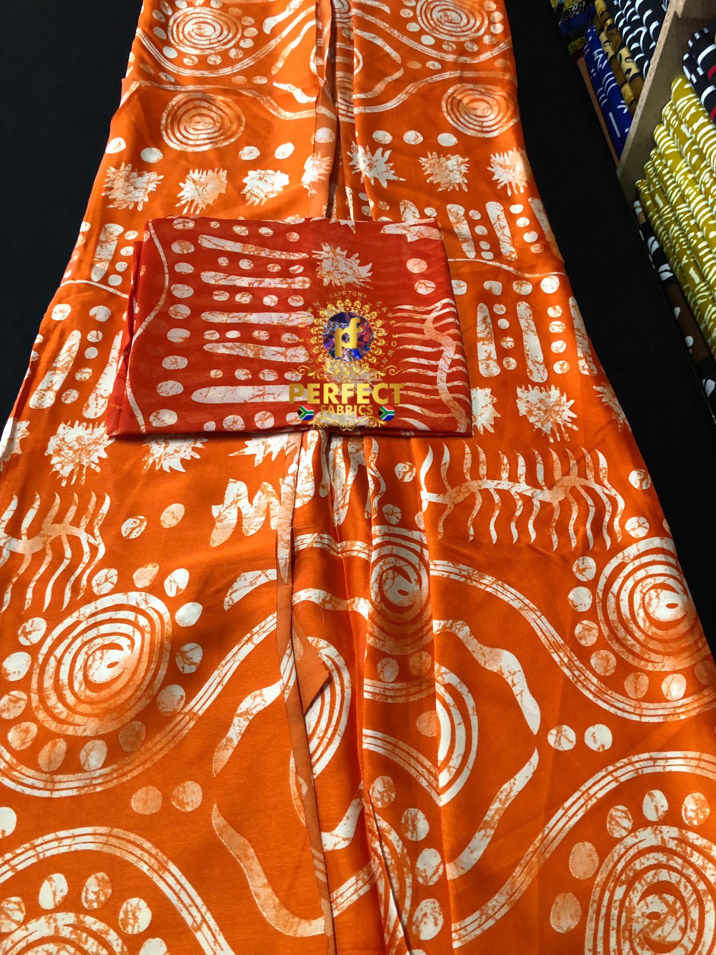 Orange Adire Silk Set