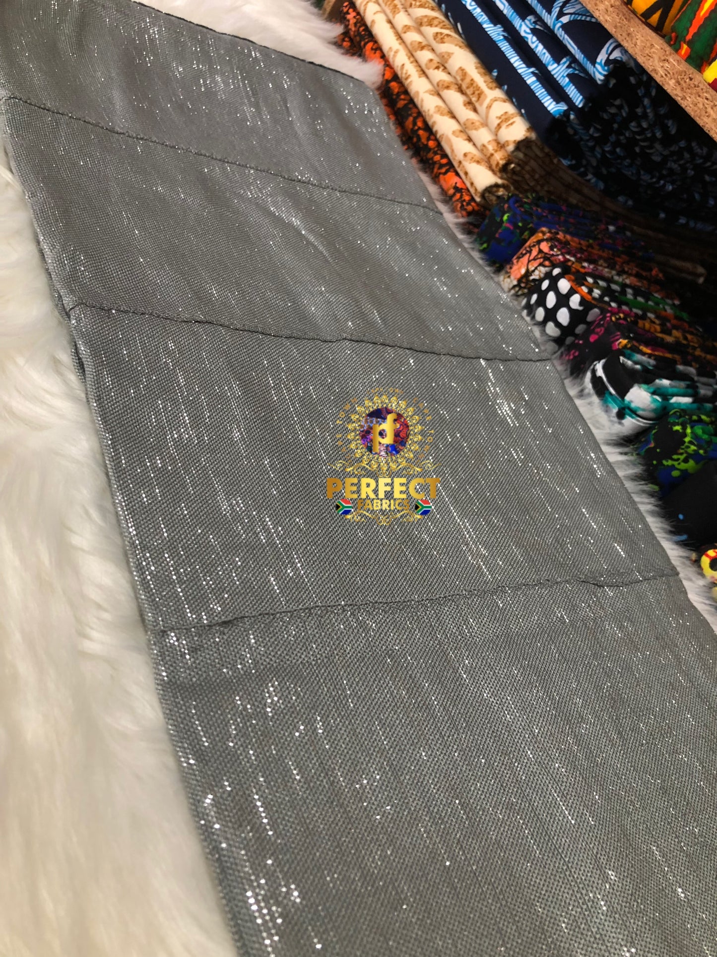 Ashanti- Silver Shimmery Plain Kente