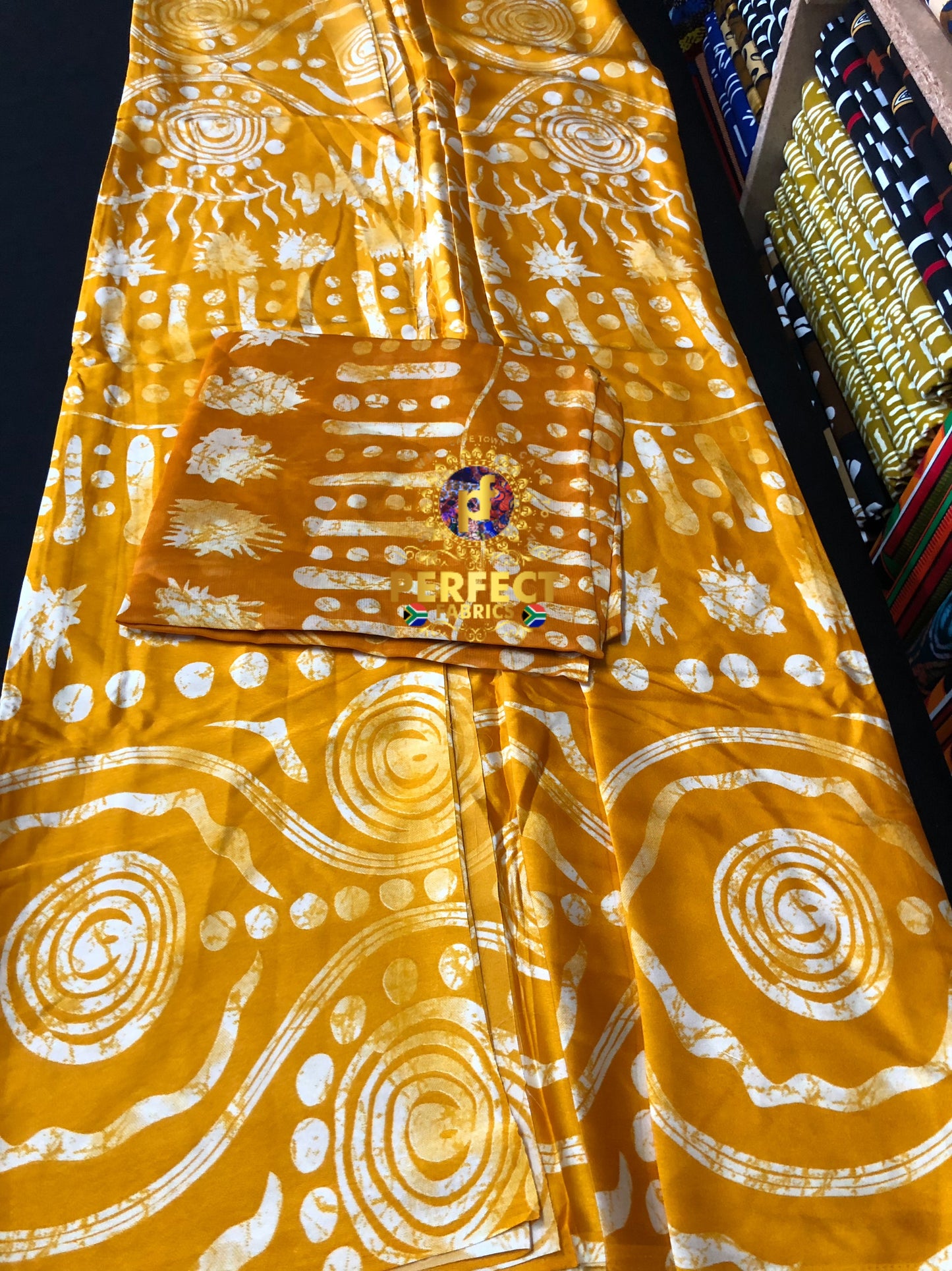 Mustard Adire Silk Set