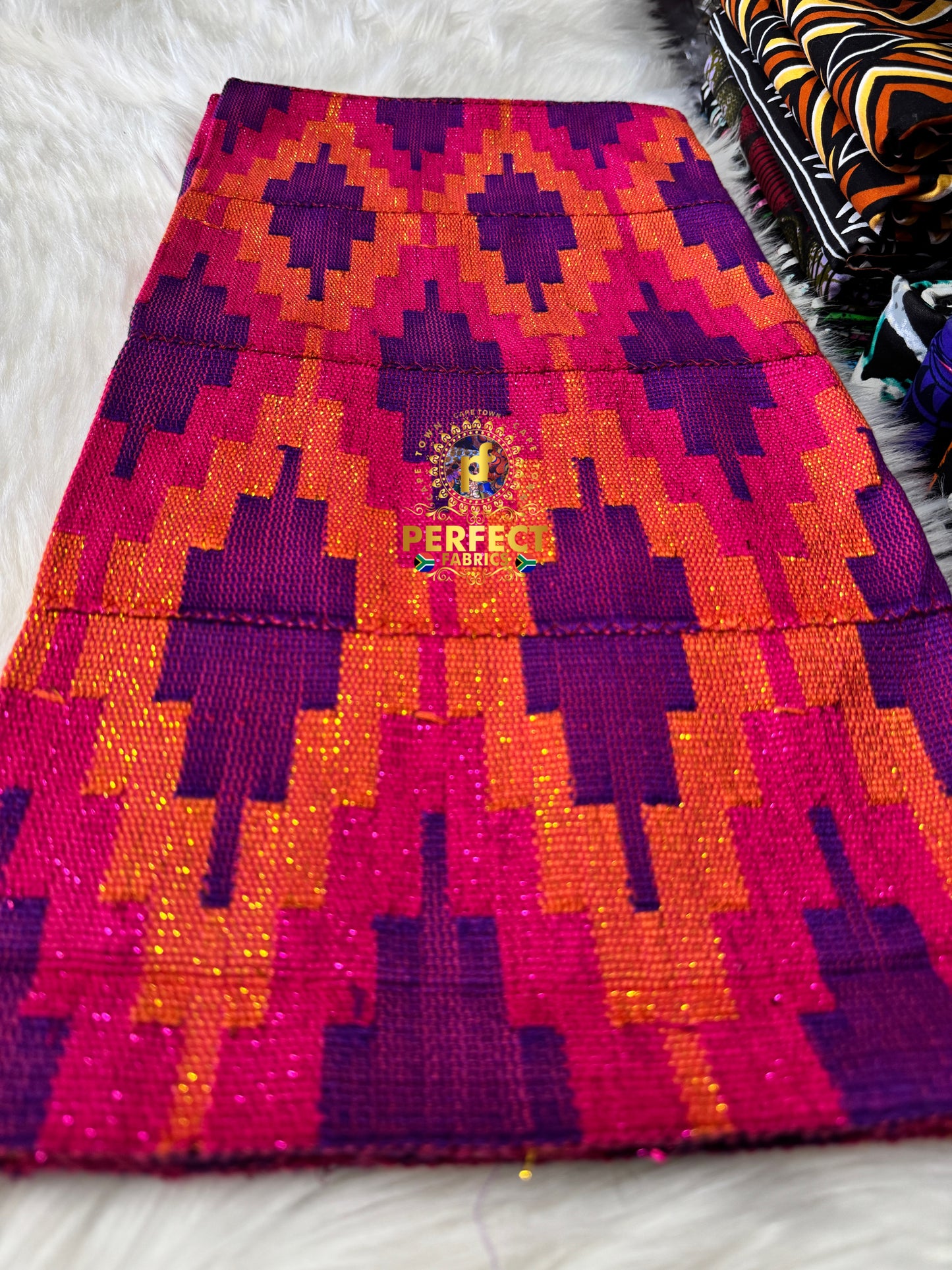 Pink, Purple & Orange Ashanti Kente