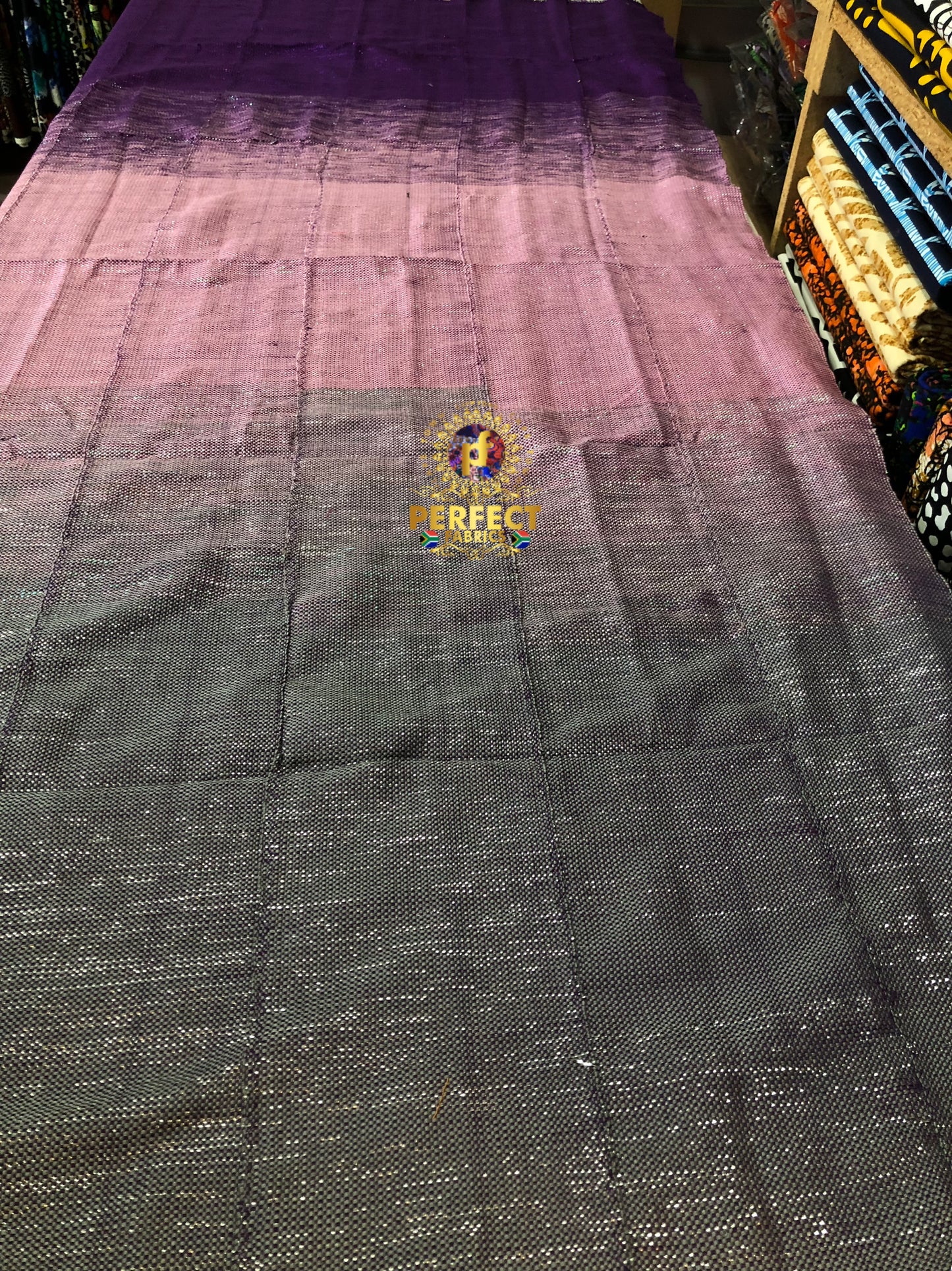 Purple , Baby Pink & Silver Ombre Kente