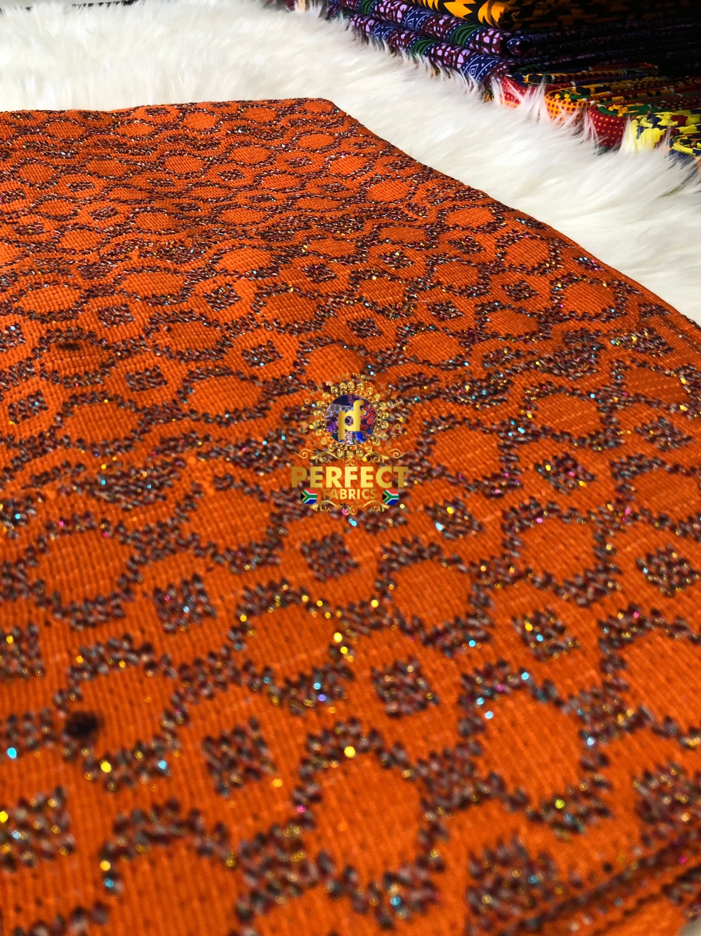 Orange Ashanti Woven Kente