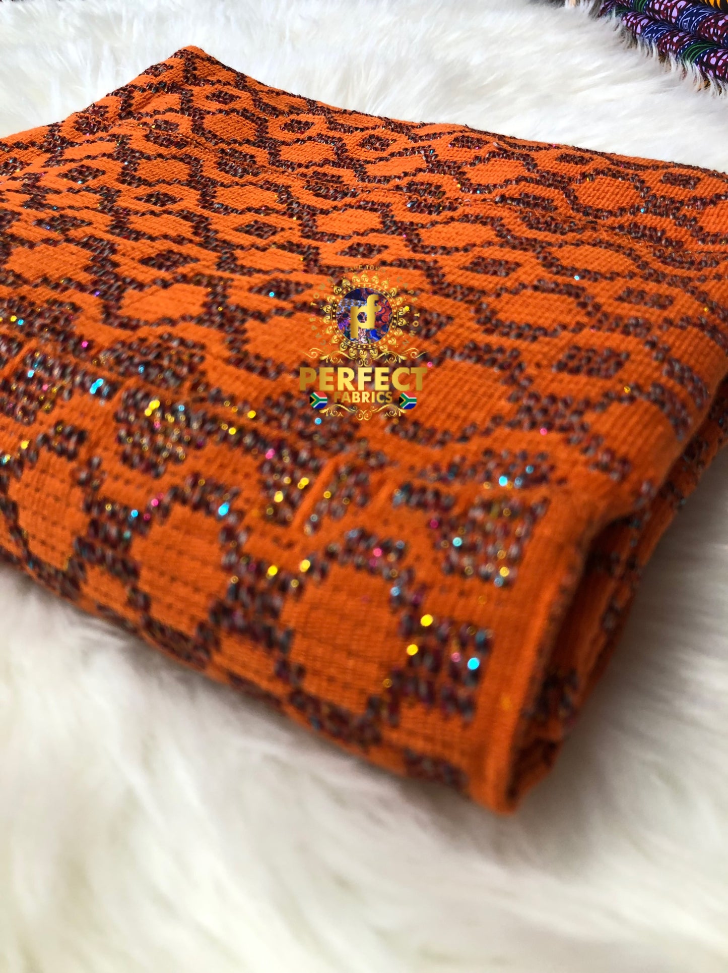 Orange Ashanti Woven Kente