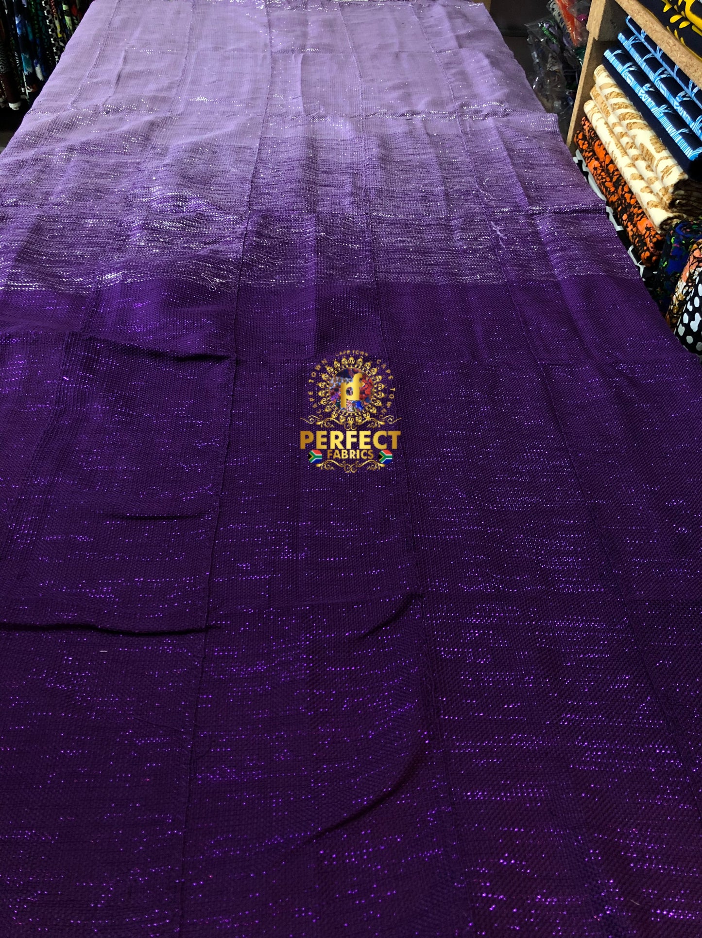 Purple & Lilac Ombre Shimmery Plain Kente