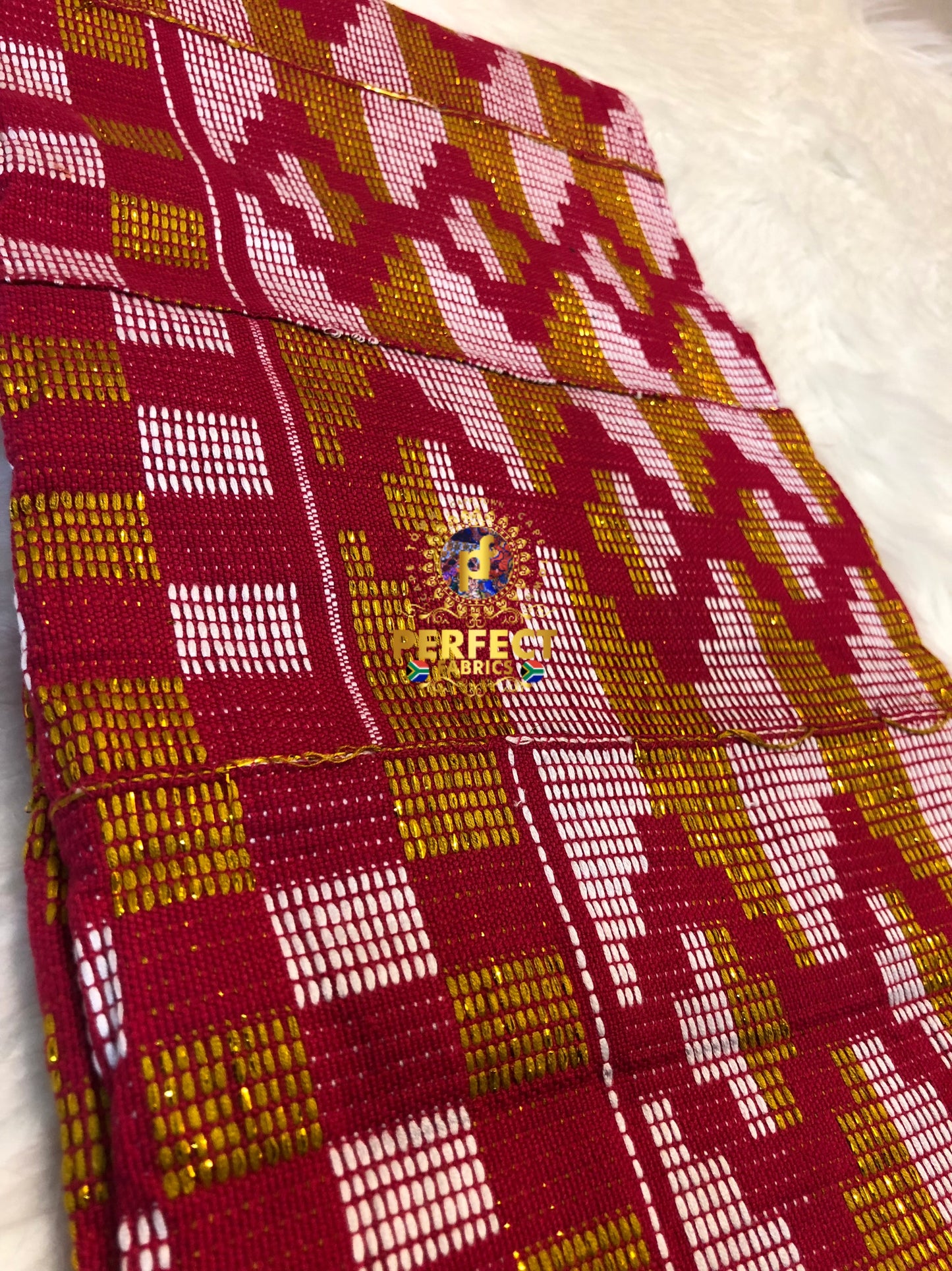 Pink, White & Gold Ashanti Kente