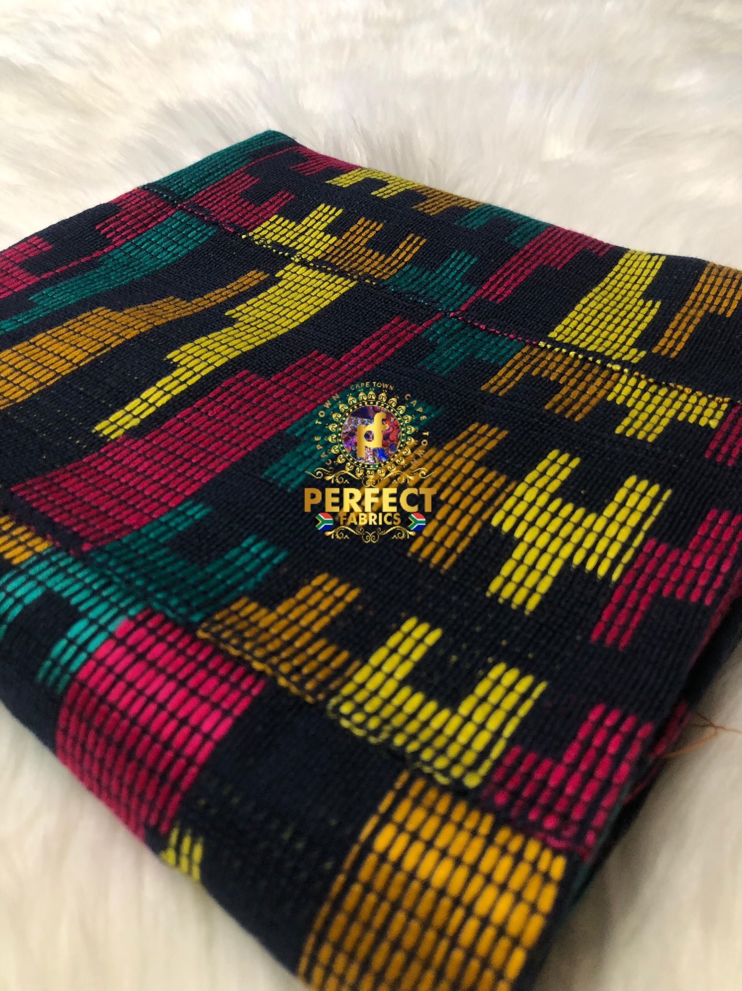 Navy Blue, Pink , Yellow Ashanti Kente