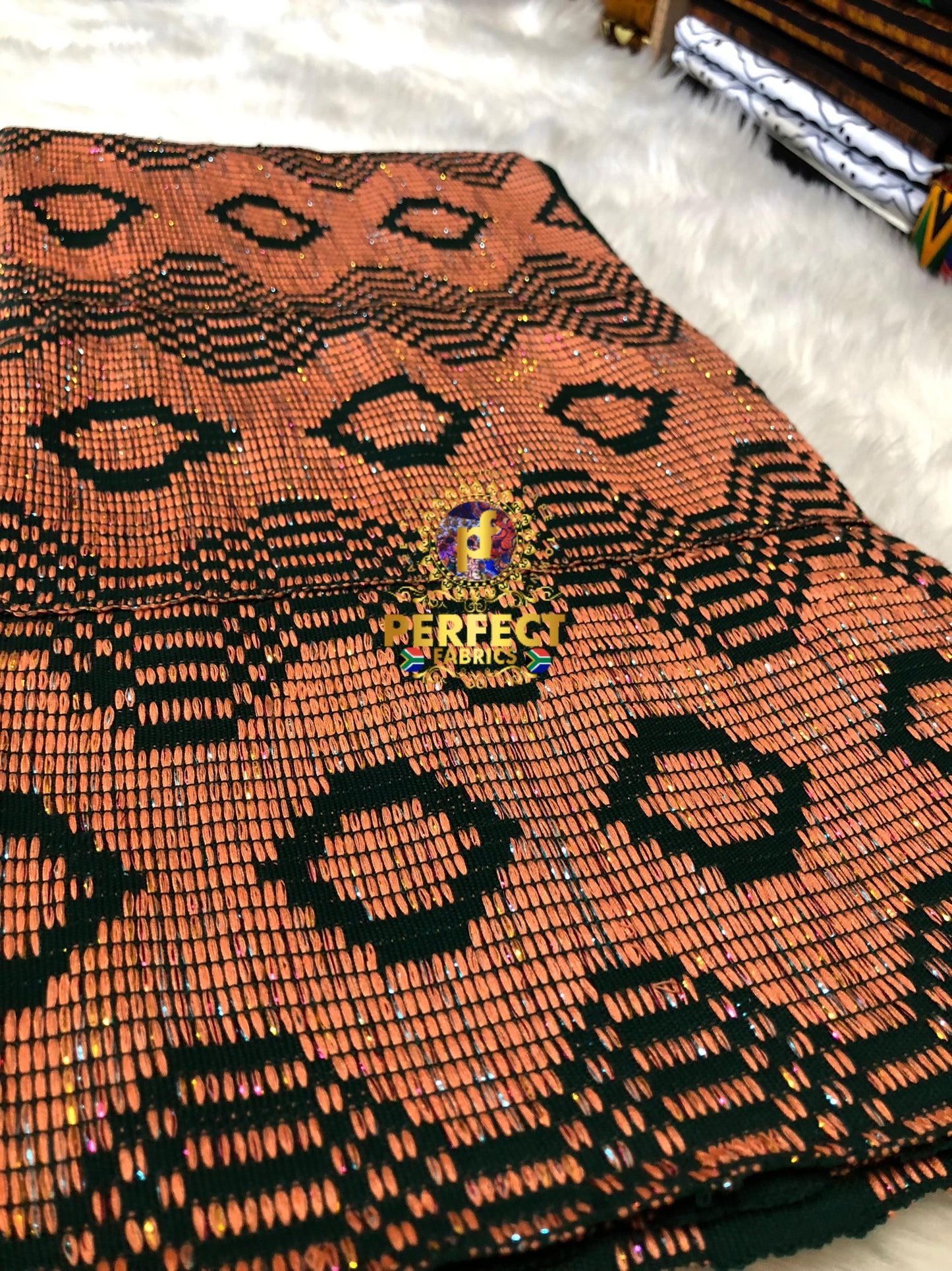 Peach & Green Ashanti Kente