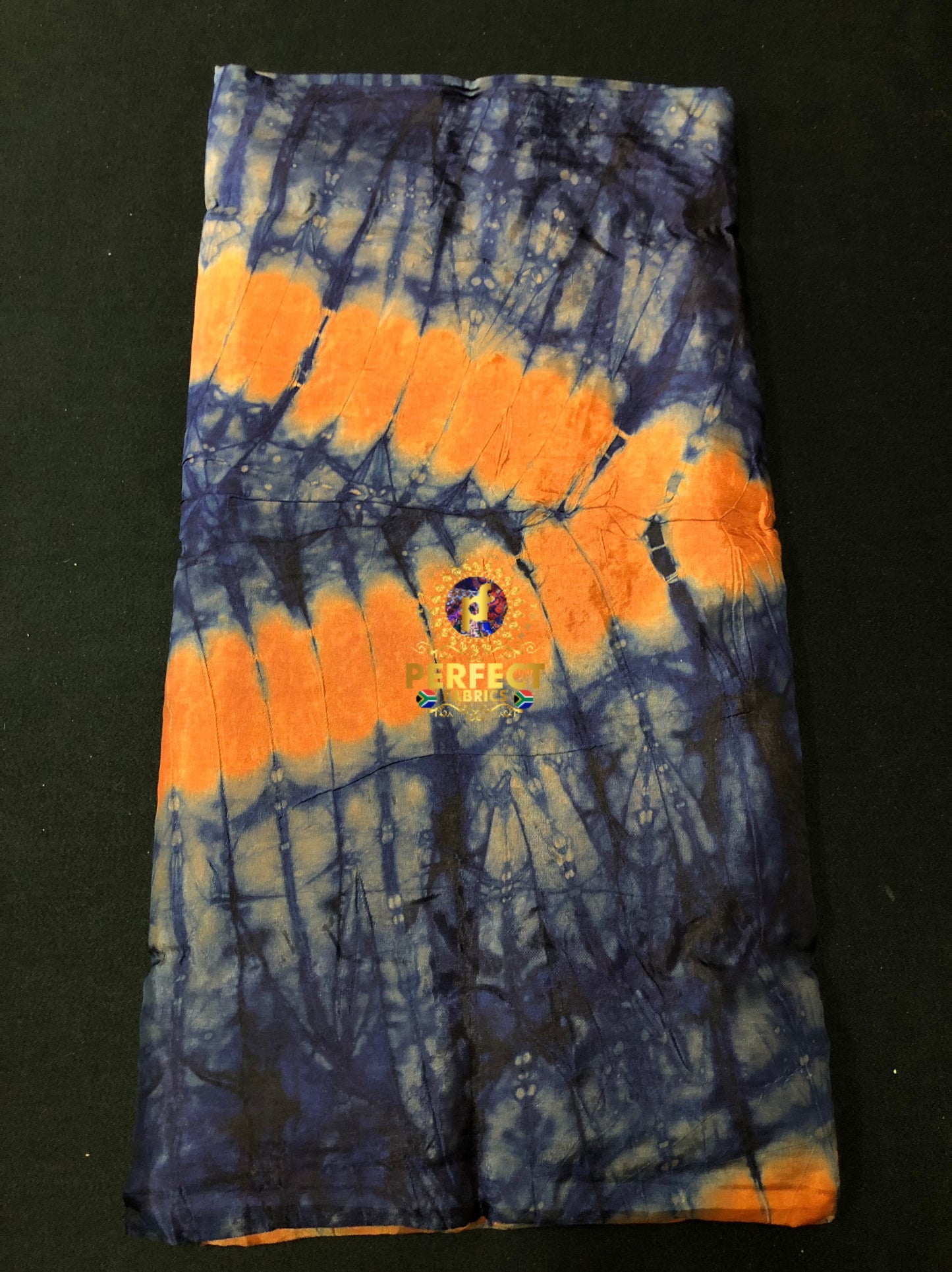 Blue & Orange Silk Adire