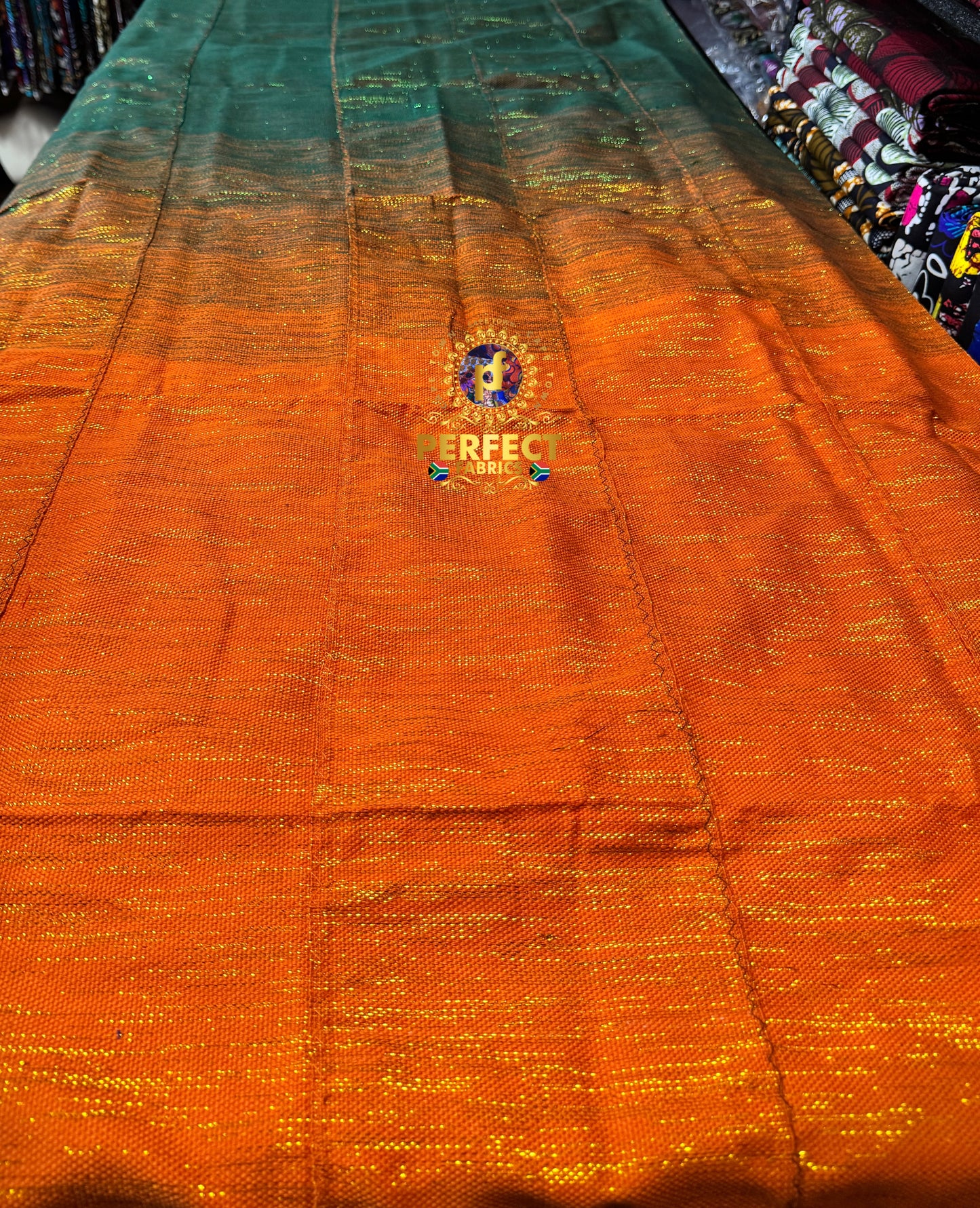 Green & Orange Ombre Ashanti Kente