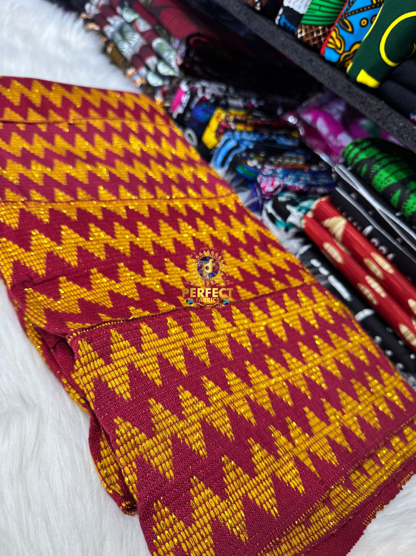 Maroon & Gold Ashanti Kente
