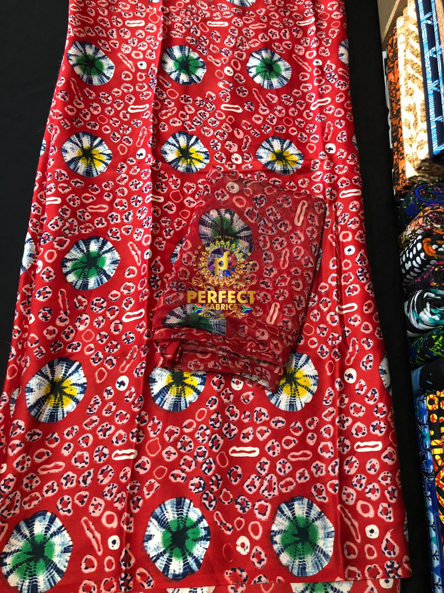 Unique Red Adire Silk Set