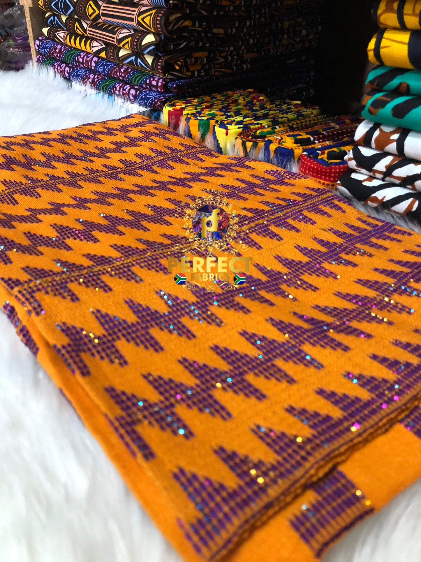 Orange & Purple Ashanti Kente