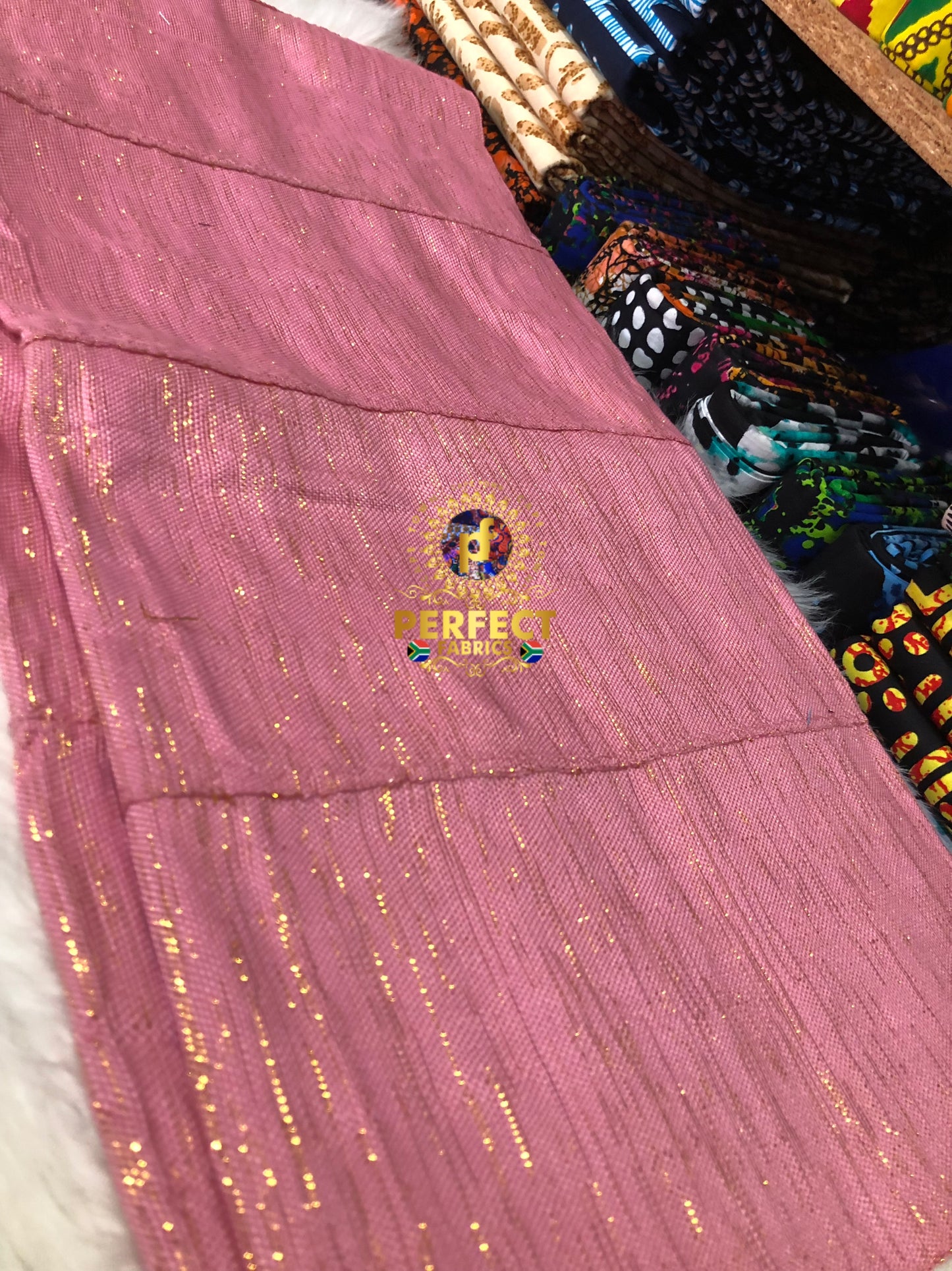 Ashanti- Baby Pink Shimmery Plain Kente