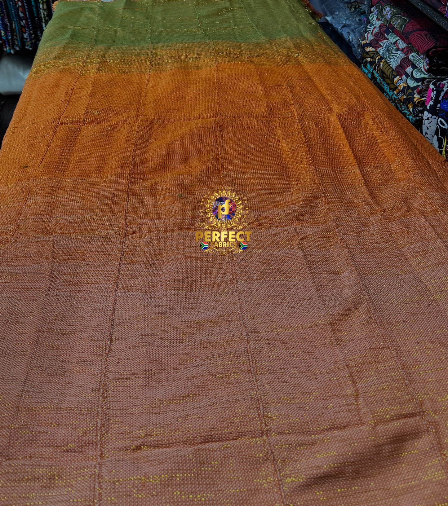 Olive Green, Orange & Peach Ombre Ashanti Kente