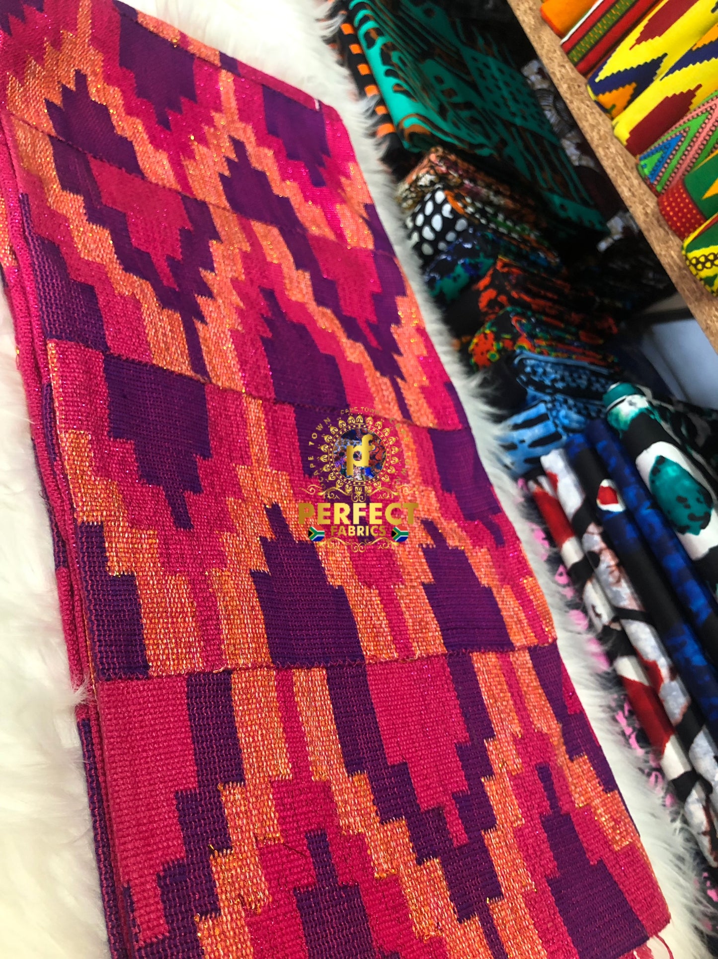 Purple, Pink & Peach Ashanti Kente