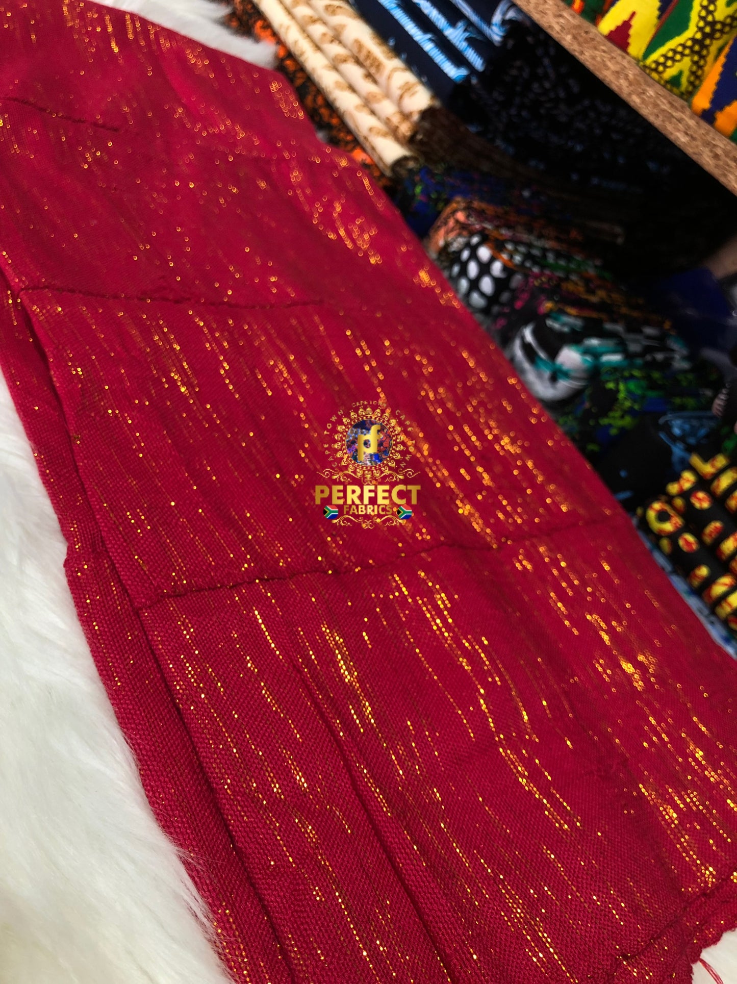 Ashanti- Deep Pink with Gold Shimmery Plain Kente