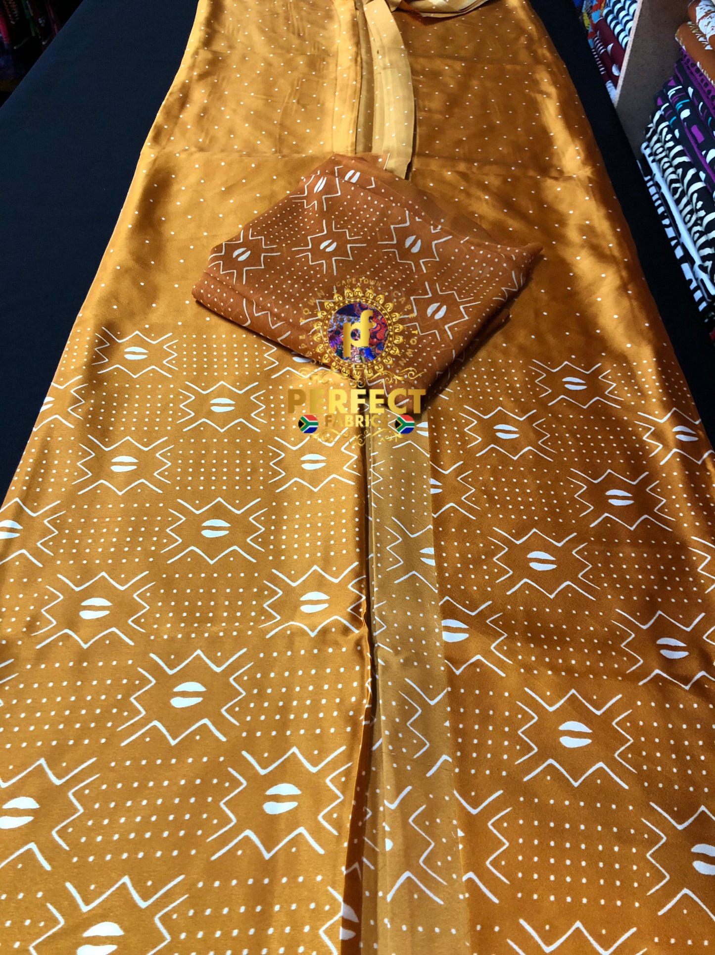 Mustard & White Tribal Silk Set