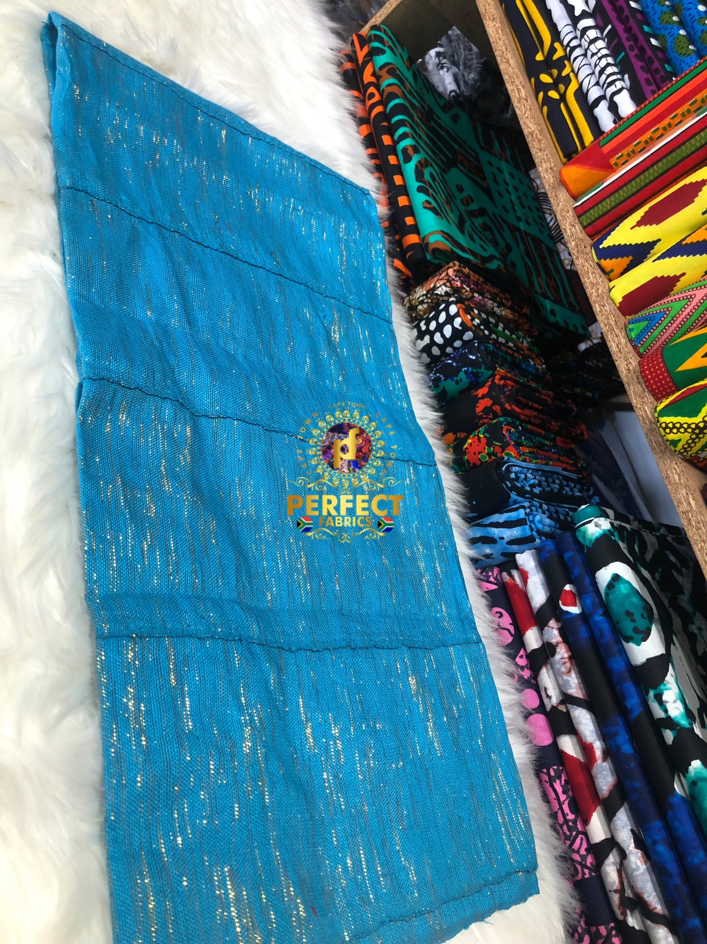 Ashanti- Sky Blue Shimmery Plain kente