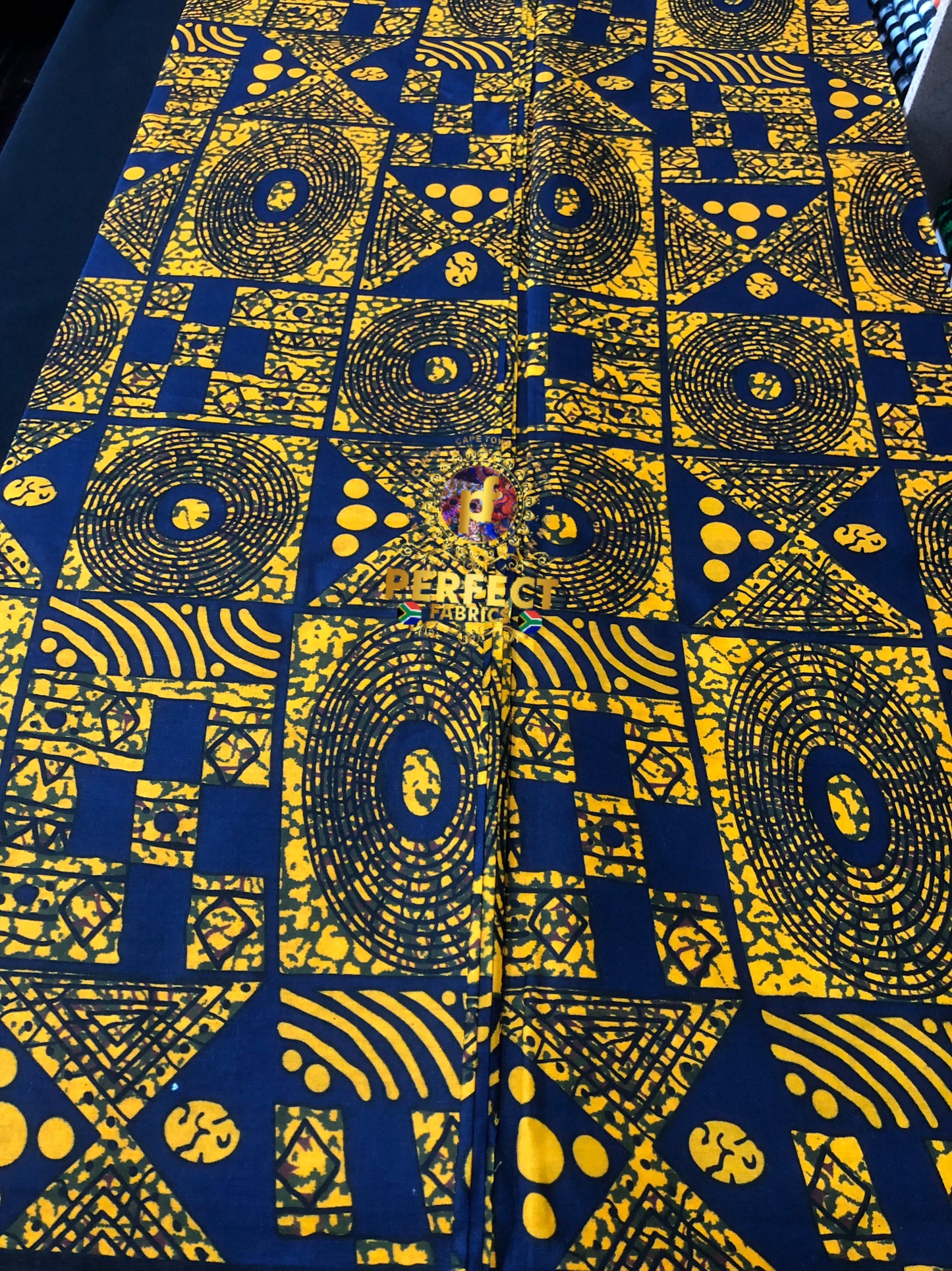 Navy Blue & Gold Adire Ankara