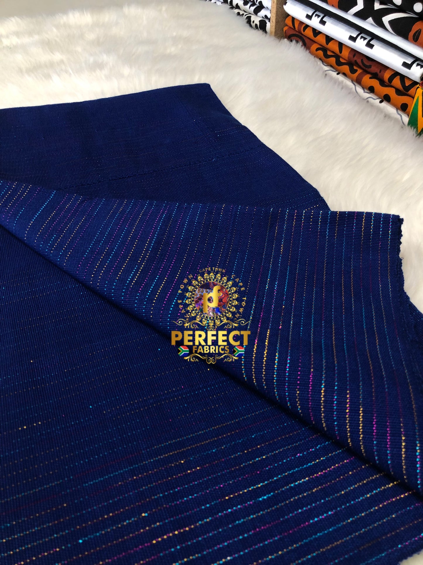 Fugu- Blue with Mixed Shimmery Plain Kente