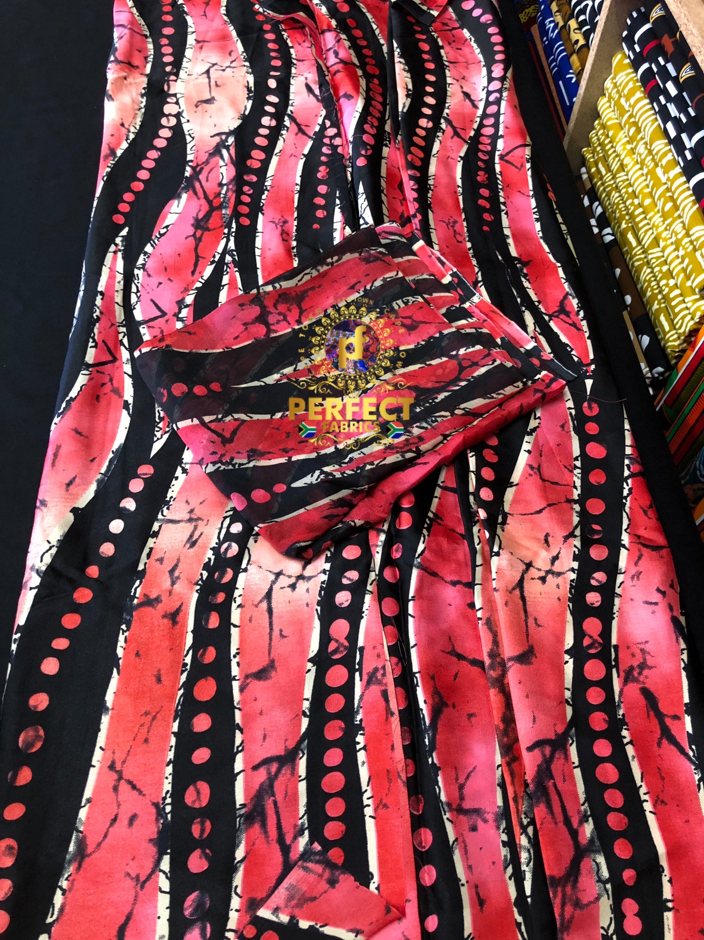 Pink & Black Adire Silk Set