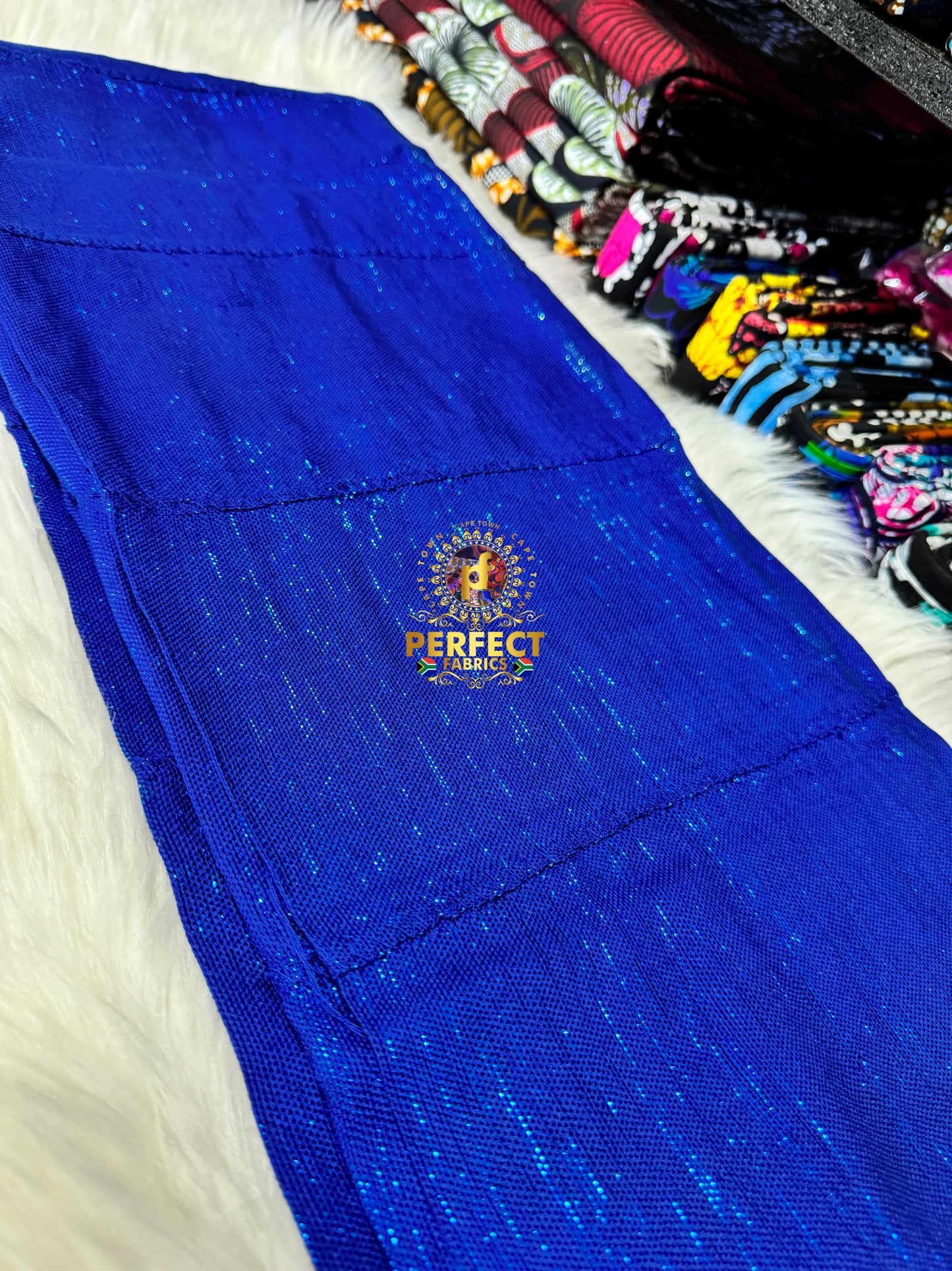 Ashanti- Blue Shimmery Plain Kente