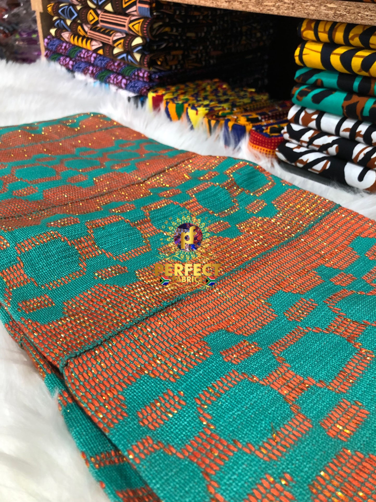 Turquoise & Orange Ashanti Pattern