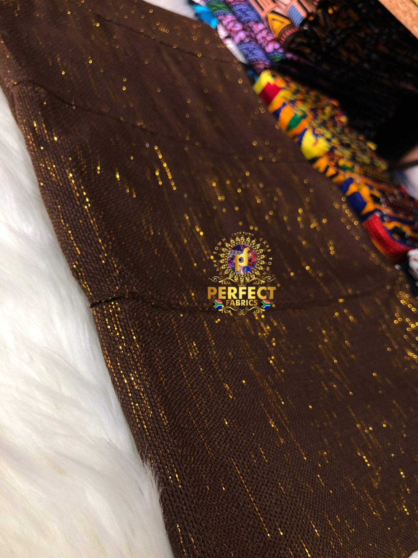 Ashanti- Brown Shimmery Plain Kente