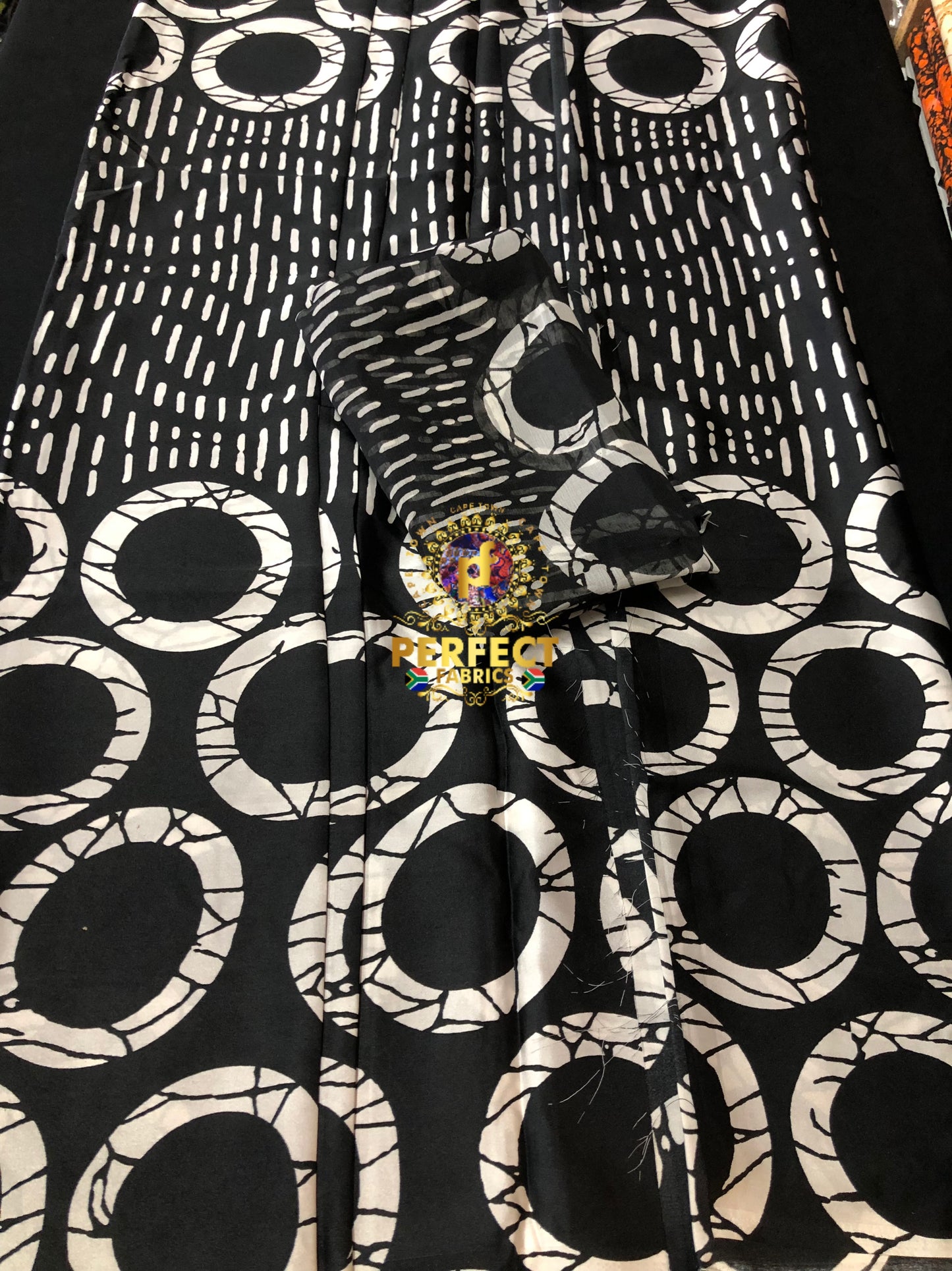 Black & White Adire Silk Set