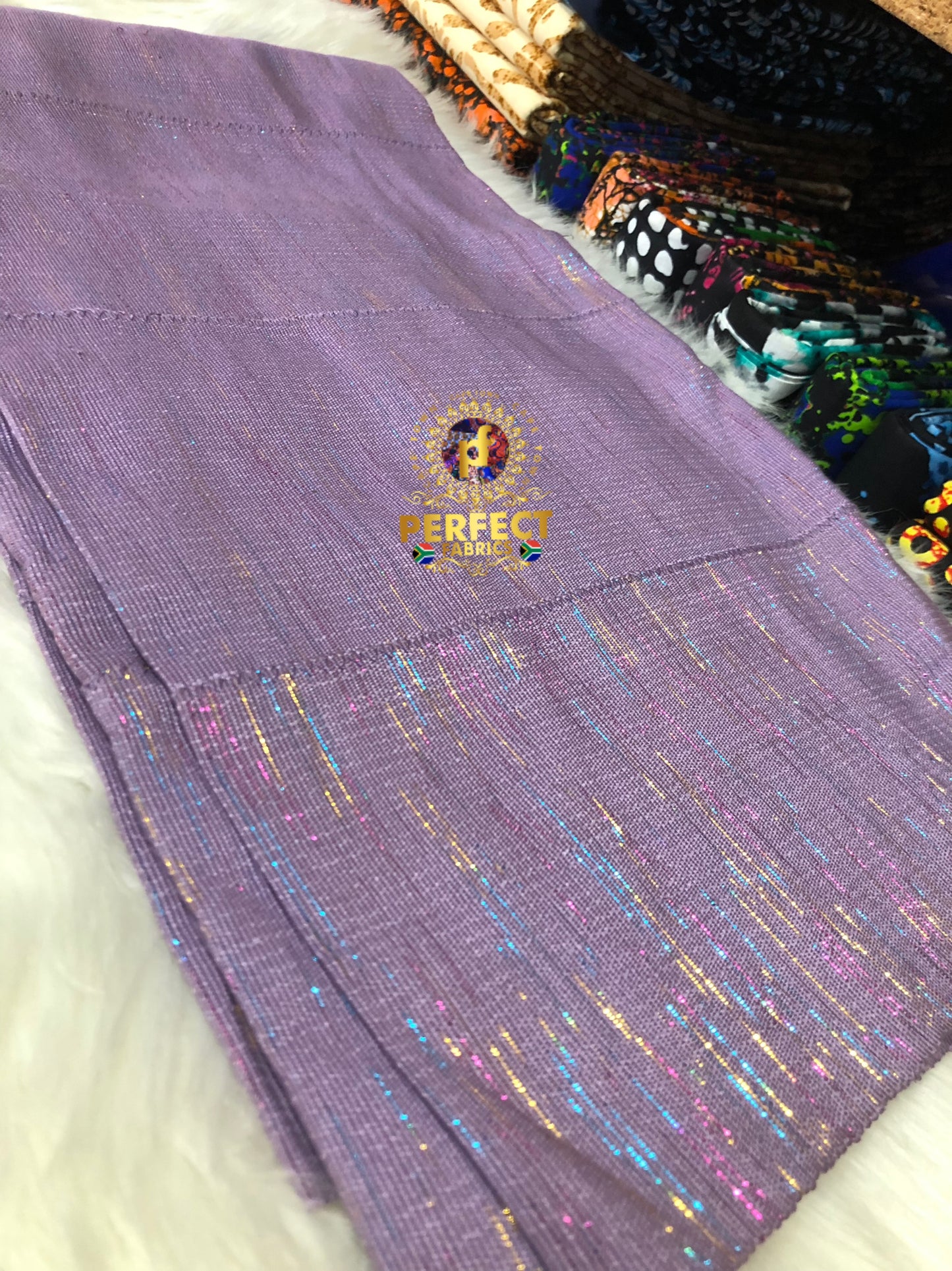 Ashanti- Lilac with Mixed Shimmery Plain Kente