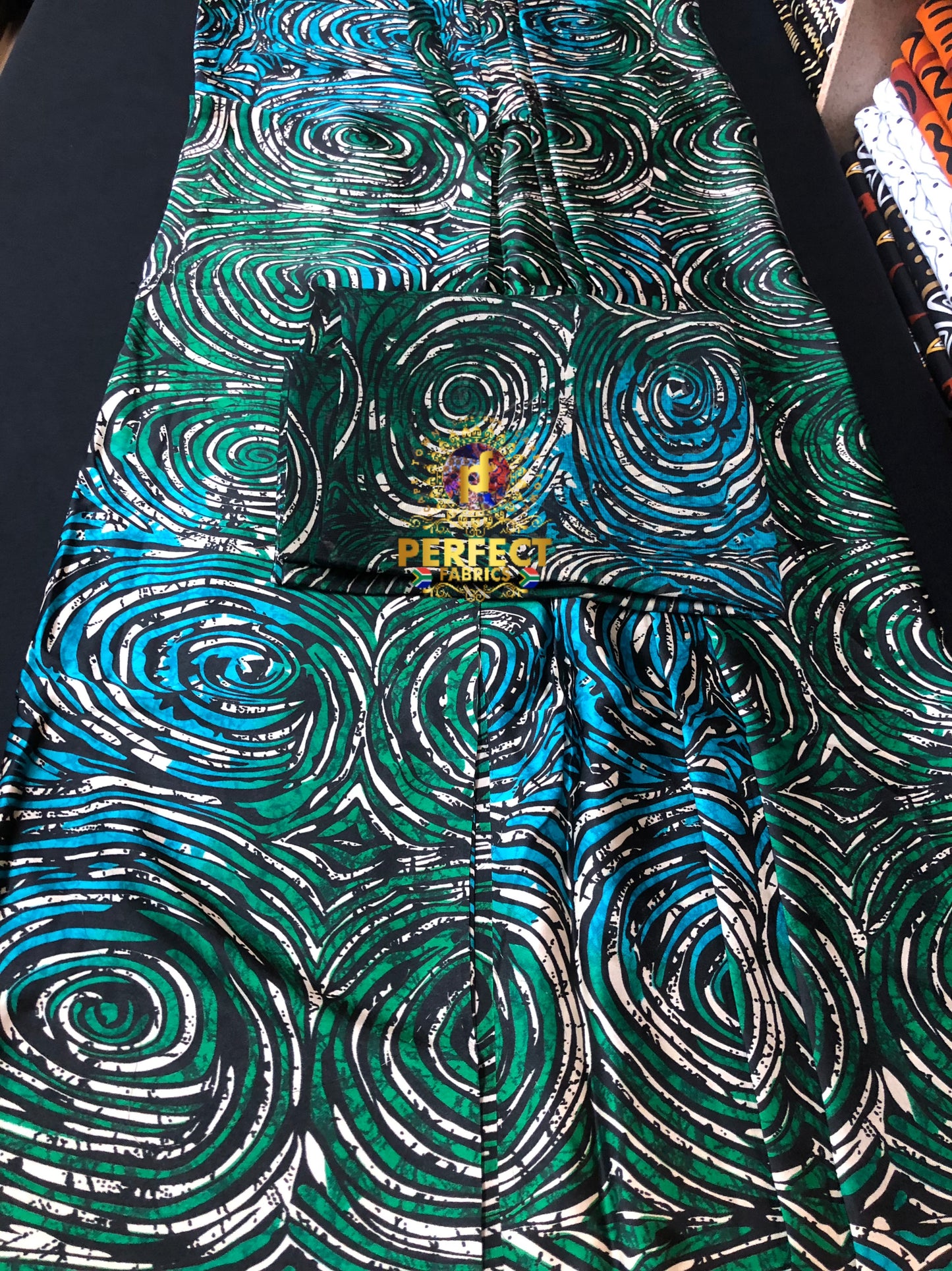 Blue & Green Adire Silk Set