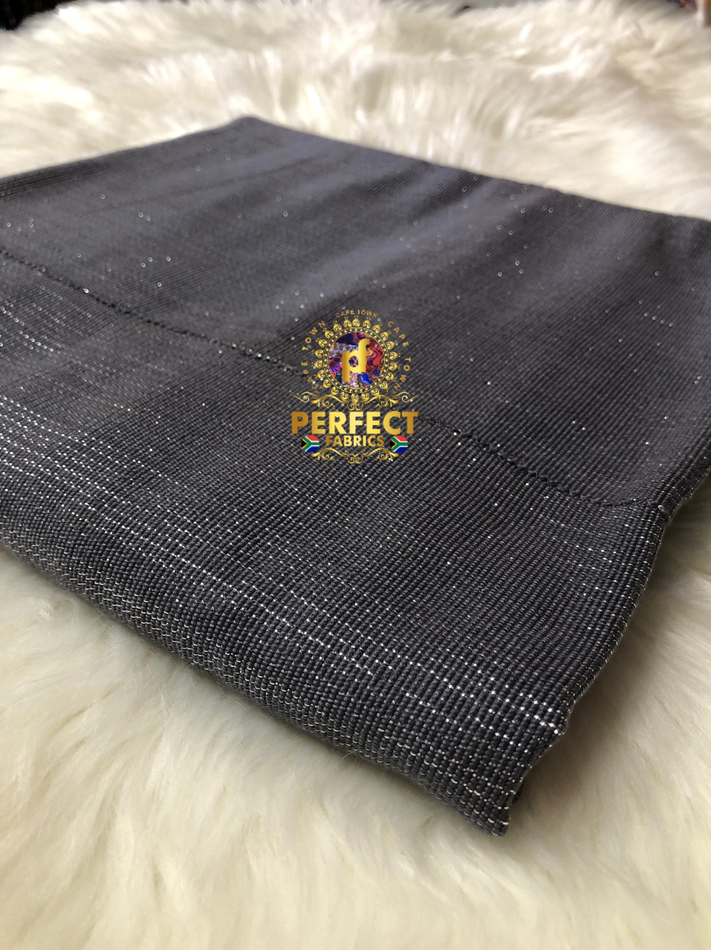 Fugu- Gray Shimmery Plain Kente
