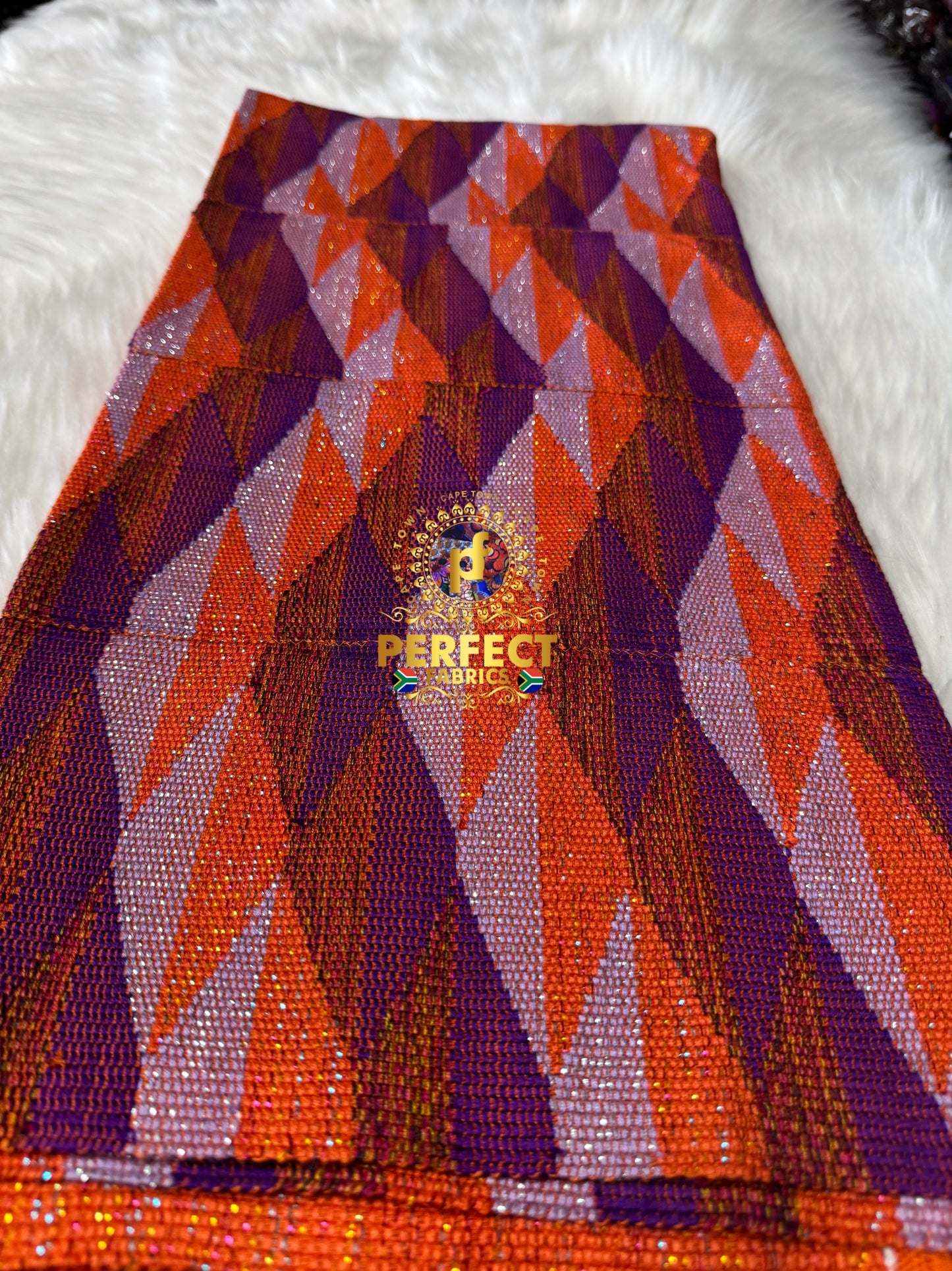 Purple, Lilac & Orange Ashanti Pattern