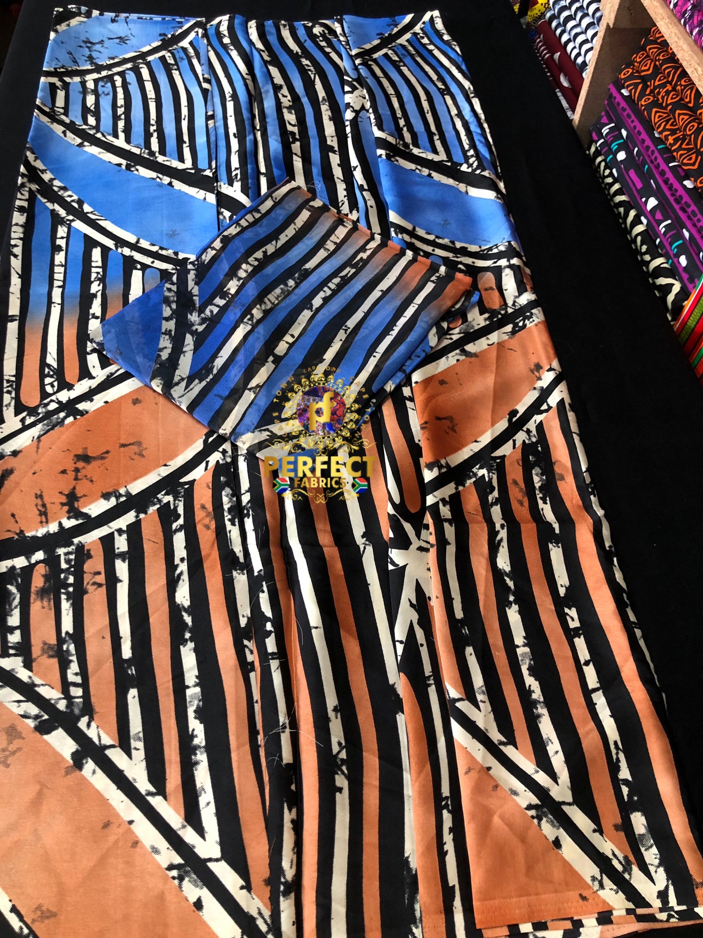 Blue & Orange Adire Silk Set