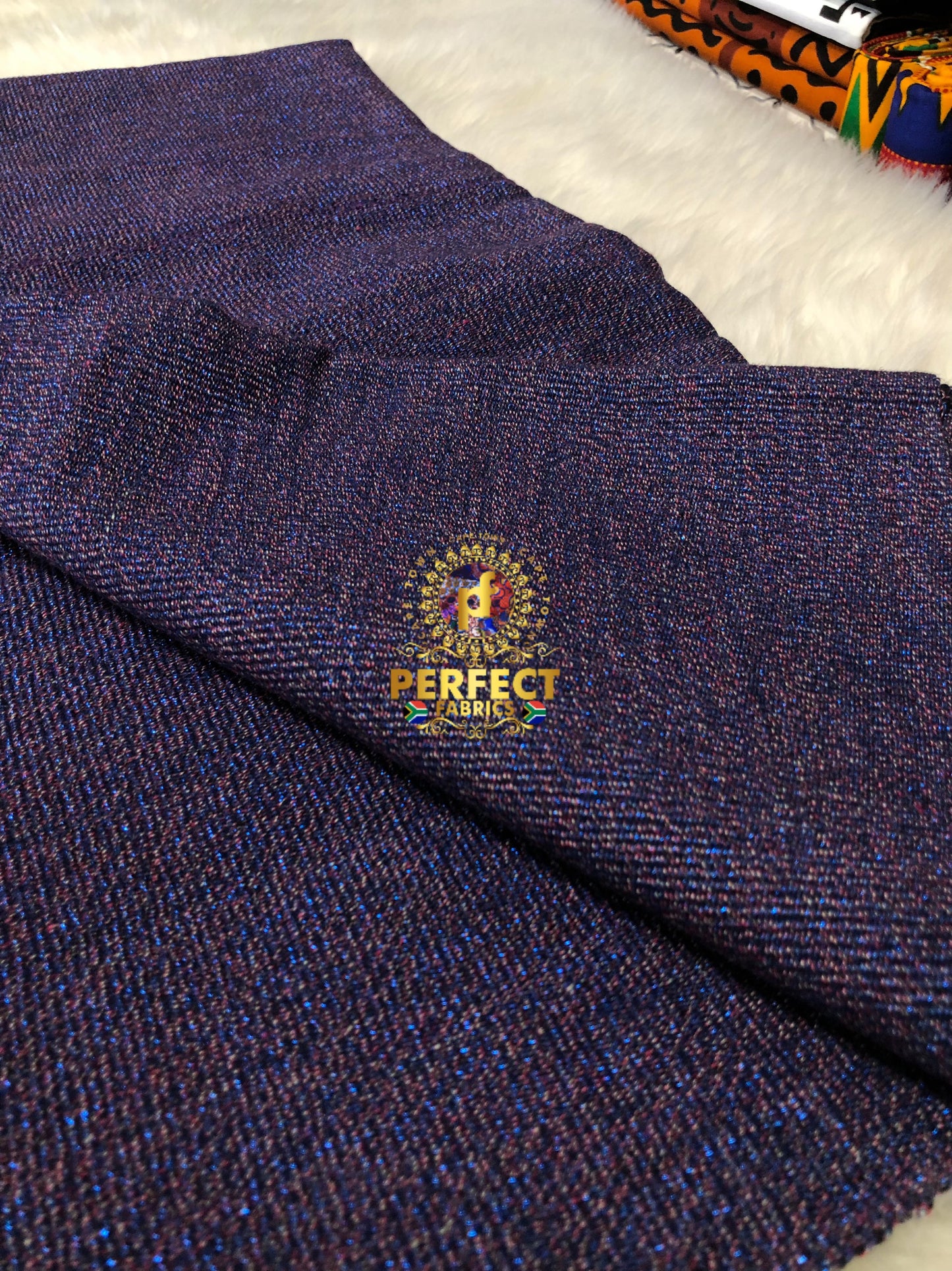 Navy Blue with Pink Mixed Thread Shimmery Plain