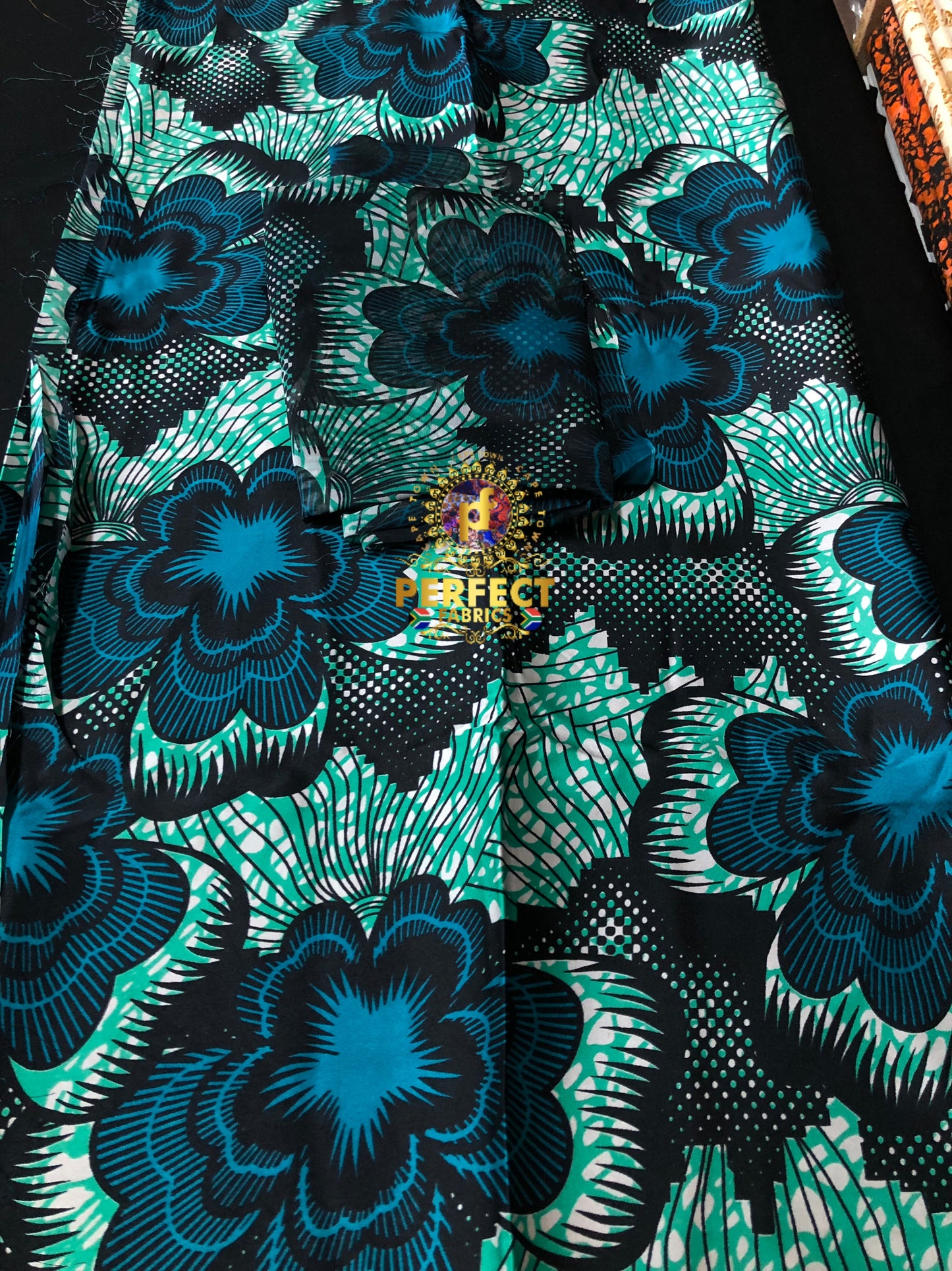 Green & Blue Floral Ankara Silk Set