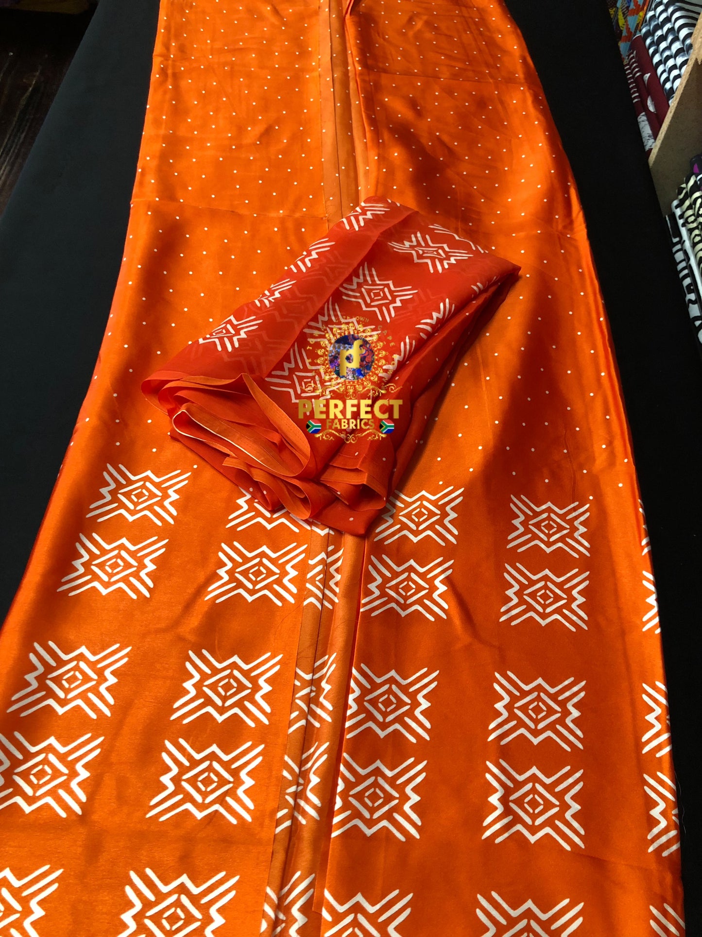 Orange & White Tribal Silk Set