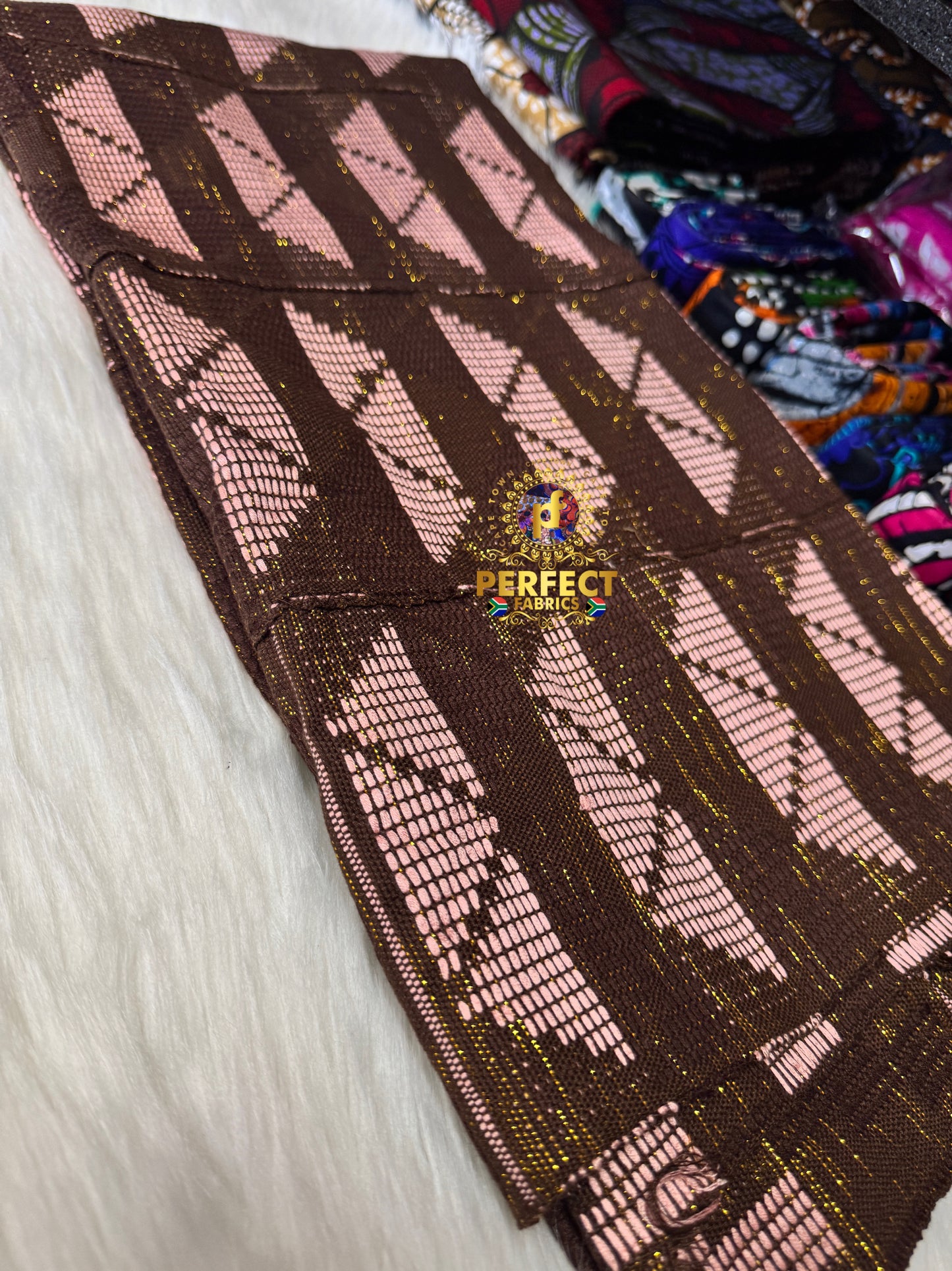 Brown & Peach Ashanti Kente