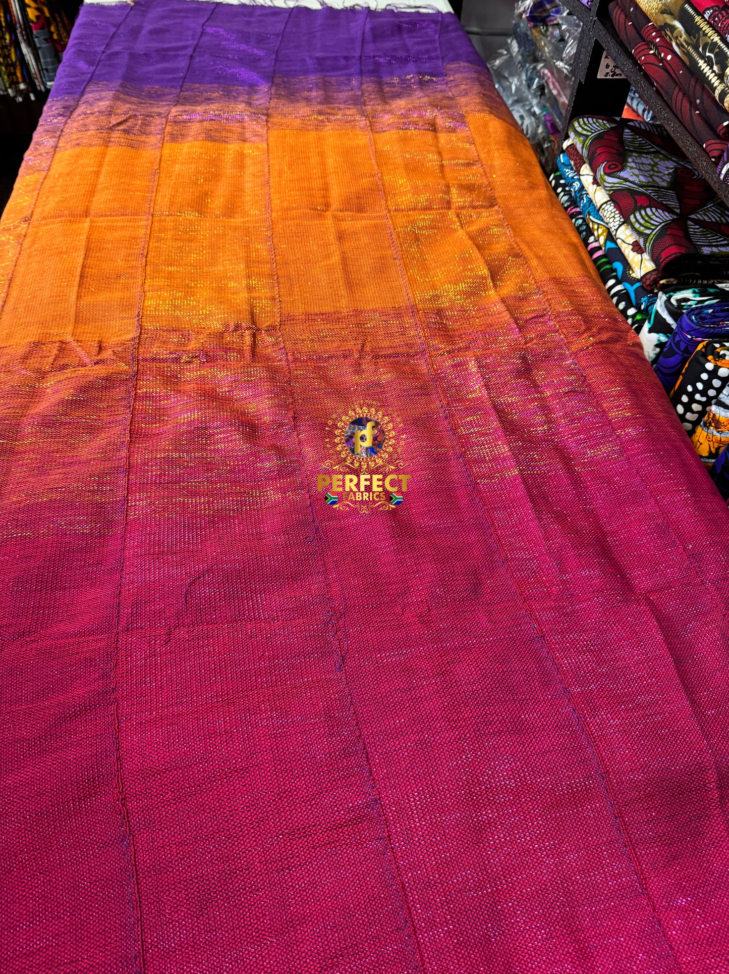 Purple, Orange & Deep Pink Ombre Shimmery Plain