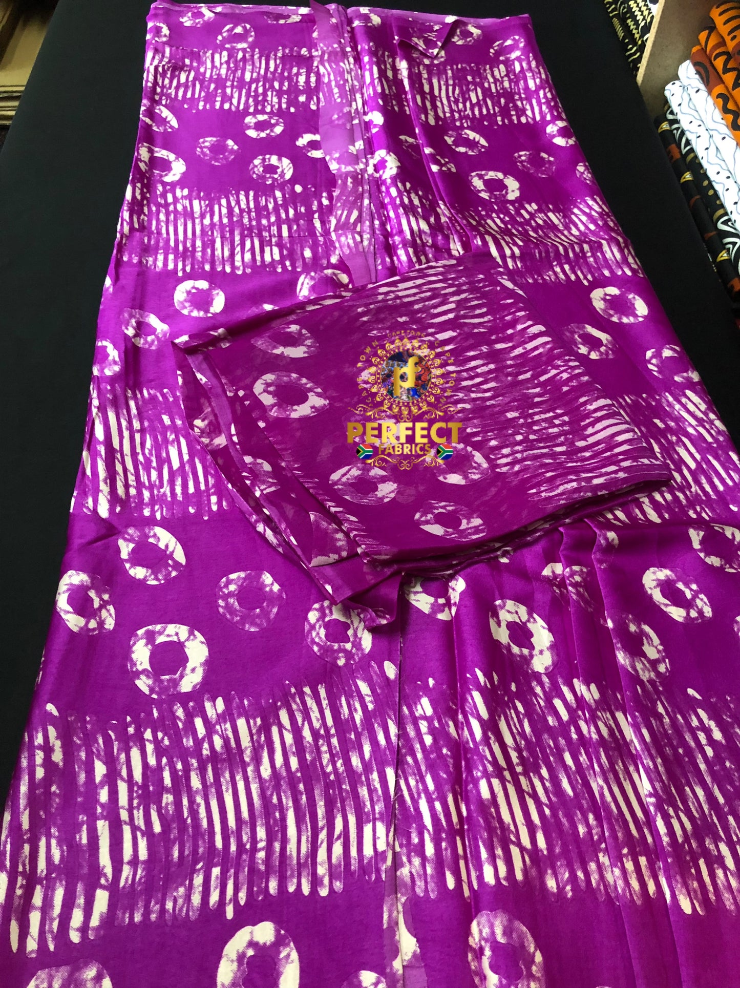 Purple & White Adire Silk Set