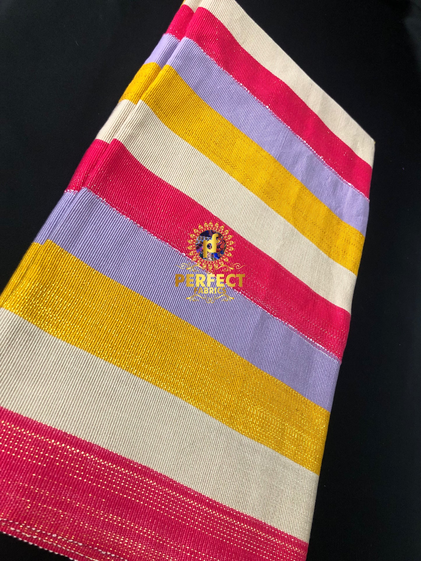 Pink, Light Purple, Gold & Beige Fugu Kente