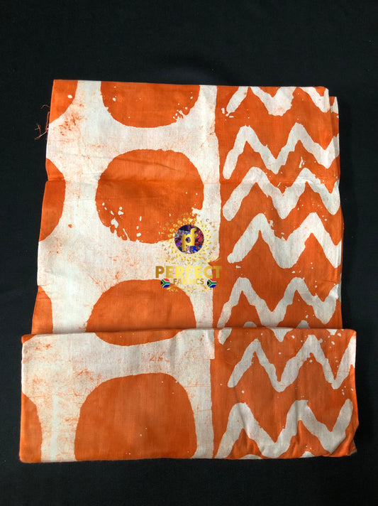 Orange & White Cotton Adire