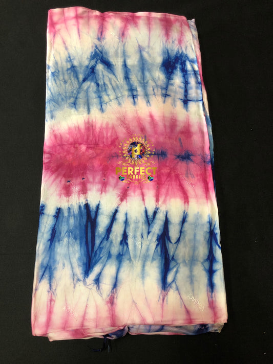 Blue & Pink Silk Adire