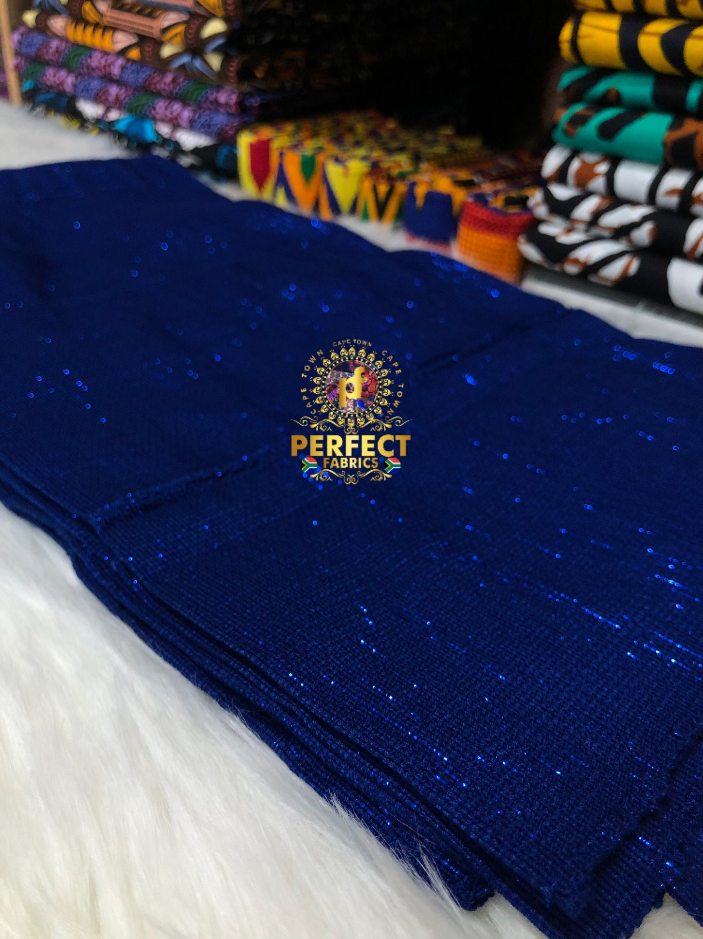 Ashanti- Blue Shimmery Plain Kente