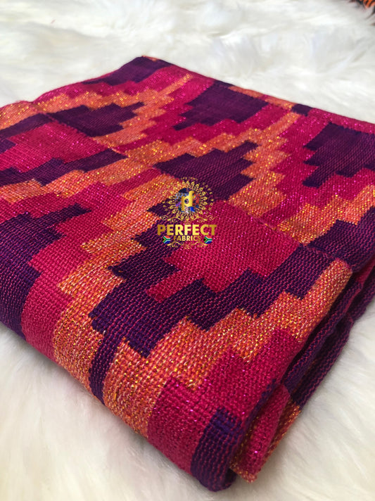 Purple, Pink & Peach Ashanti Kente