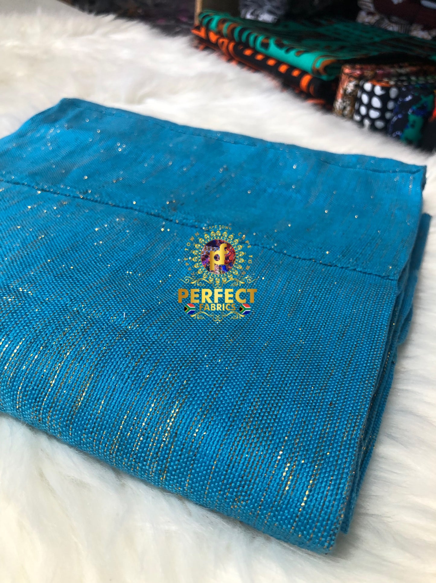 Ashanti- Sky Blue Shimmery Plain kente