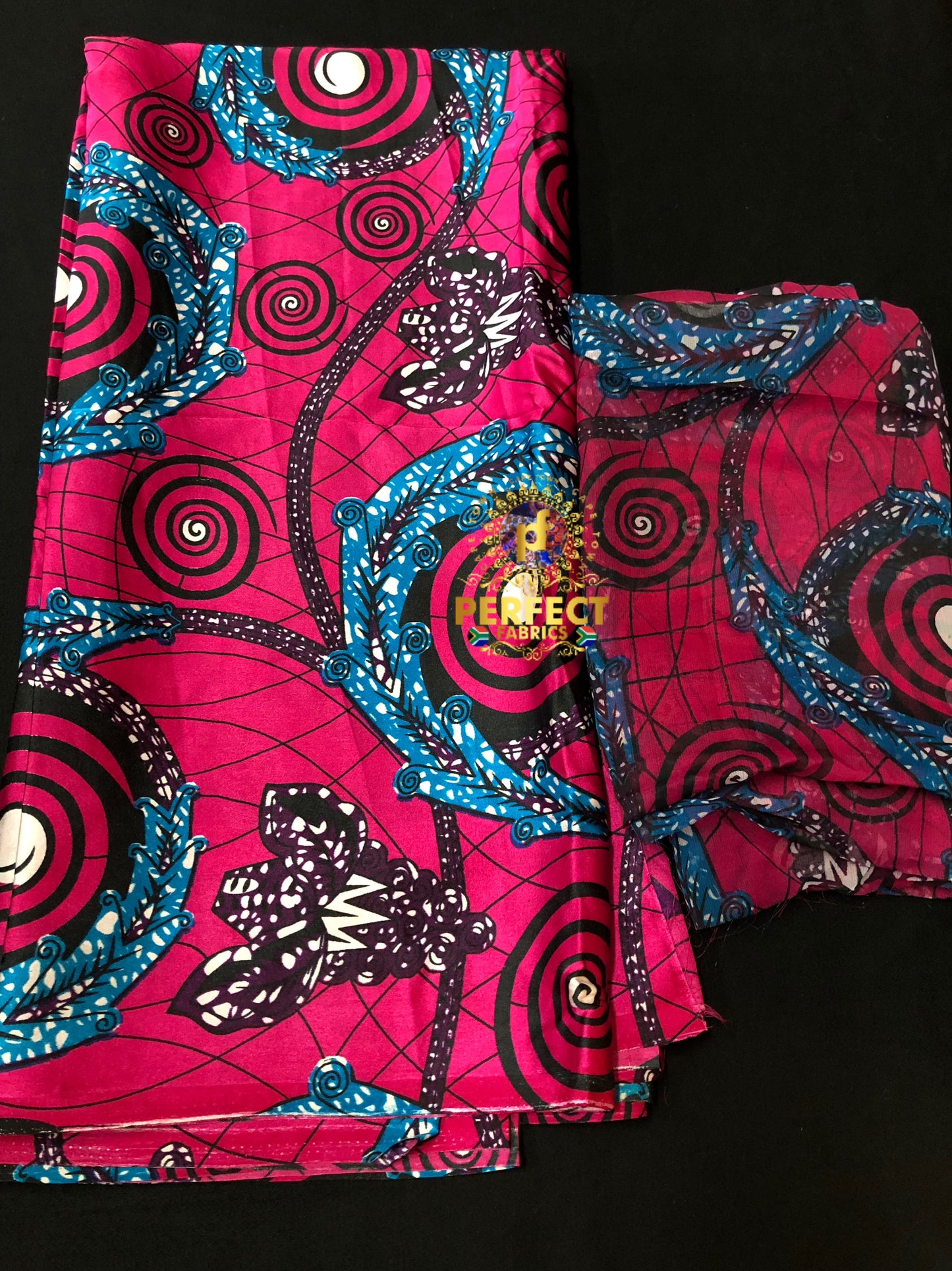 Pink & Blue Ankara Silk Set