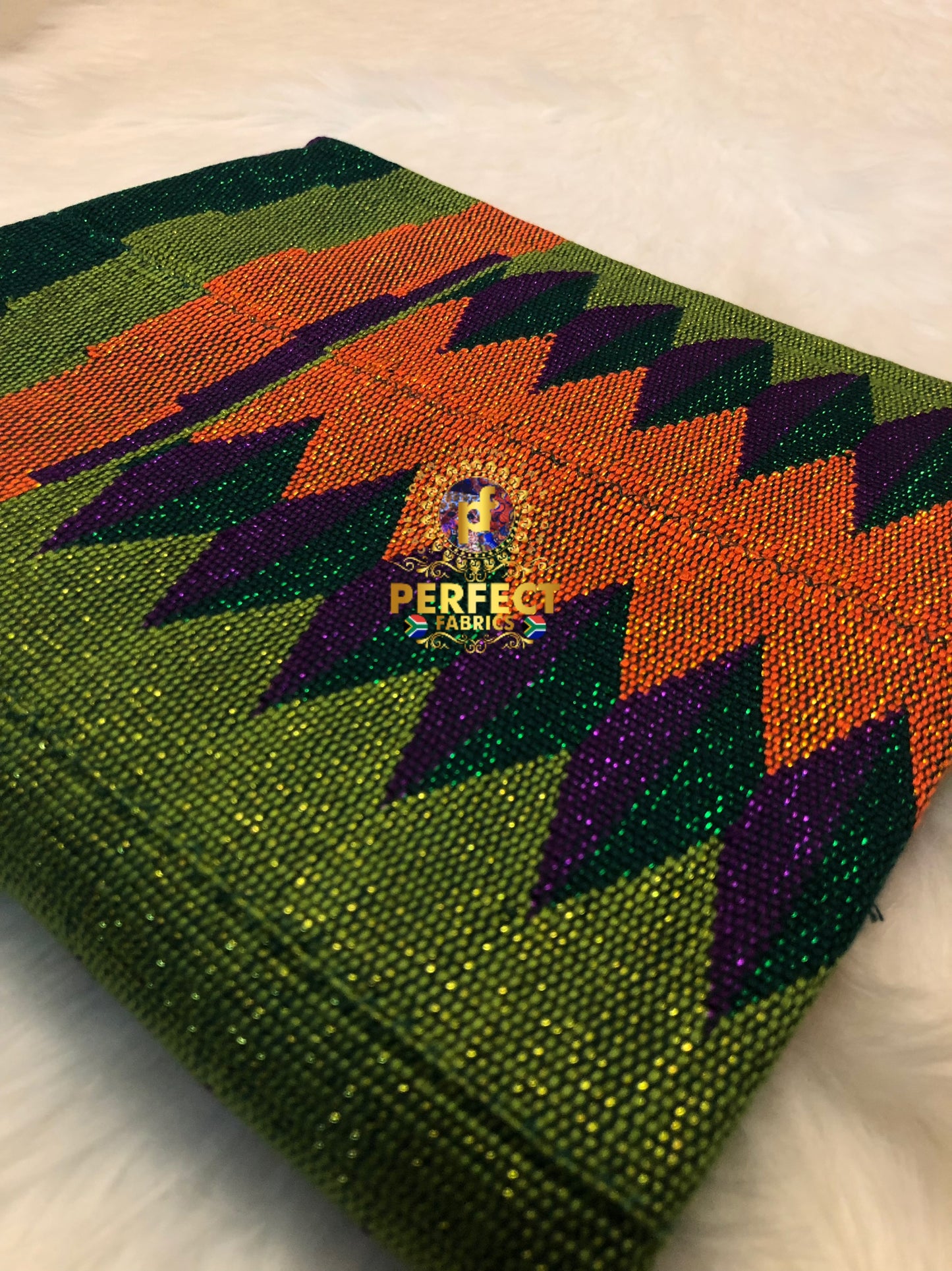 Green, Orange & Purple Ashanti Kente