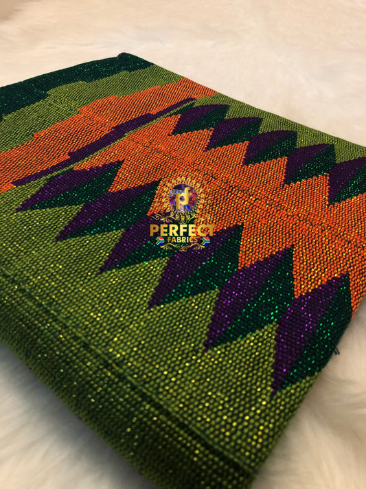 Green, Orange & Purple Ashanti Kente